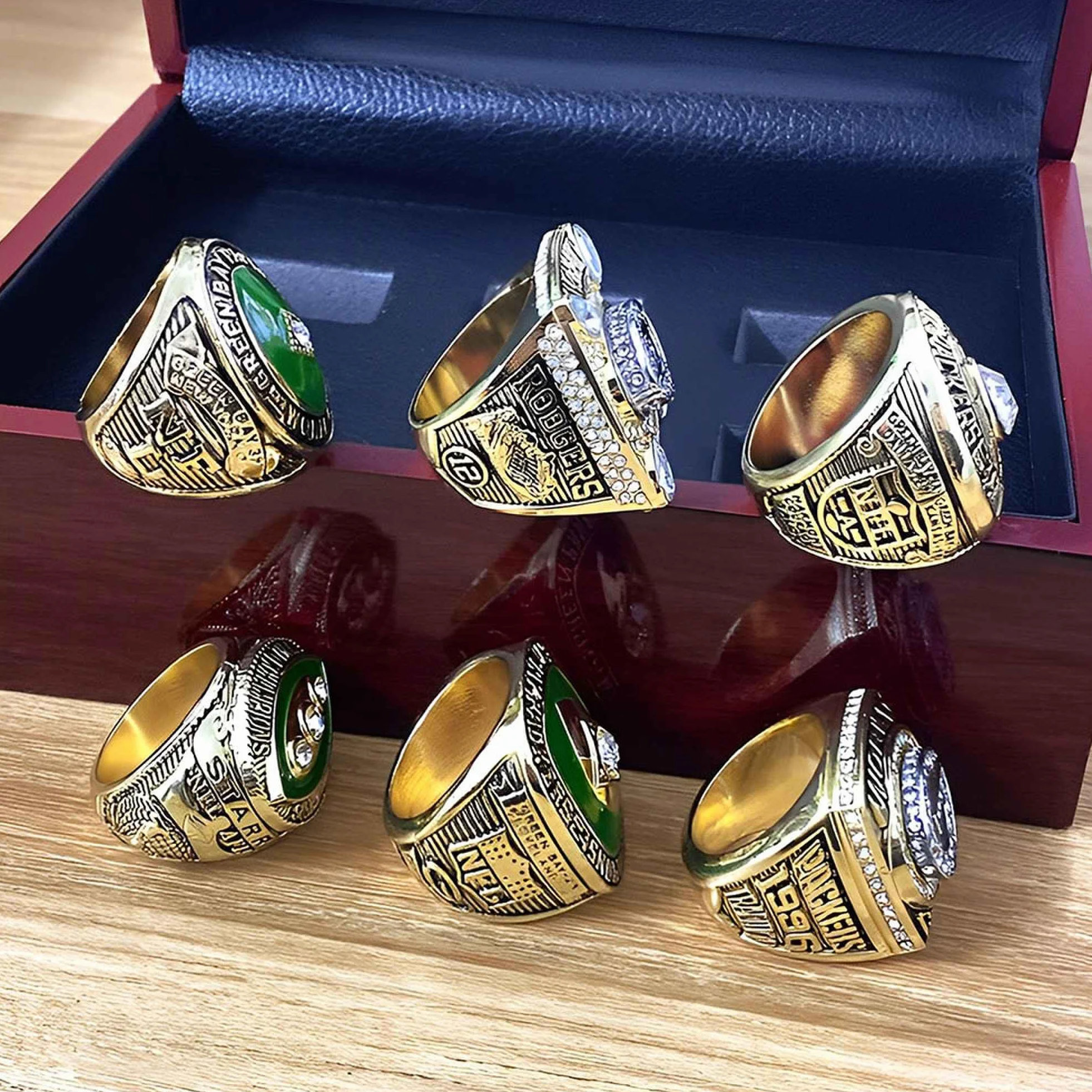 Zestawy pierścieni mistrzowskich Green Bay Packers Rugby Champion Ring Super Bowl FFL Pamiątkowe kolekcje Prezenty dla kowbojskich męskich ojców