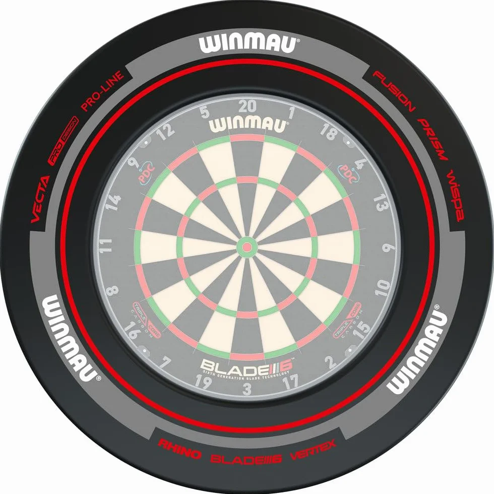 WINMAU Pierścień ochronny do tarczy do darta – Advance czarny, czerwony, biały i zielony Dart Surround