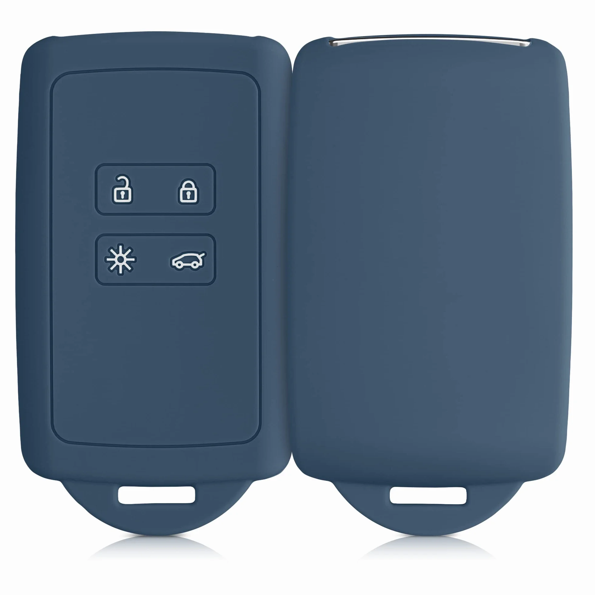 kwmobile Pokrowiec na kluczyk samochodowy kompatybilny z Renault 4-Tasten Smartkey Autoschlüssel (nur Keyless Go) - silikonowy pokrowiec ochronny na klucze z wbudowanym oczkiem - ciemny łupek