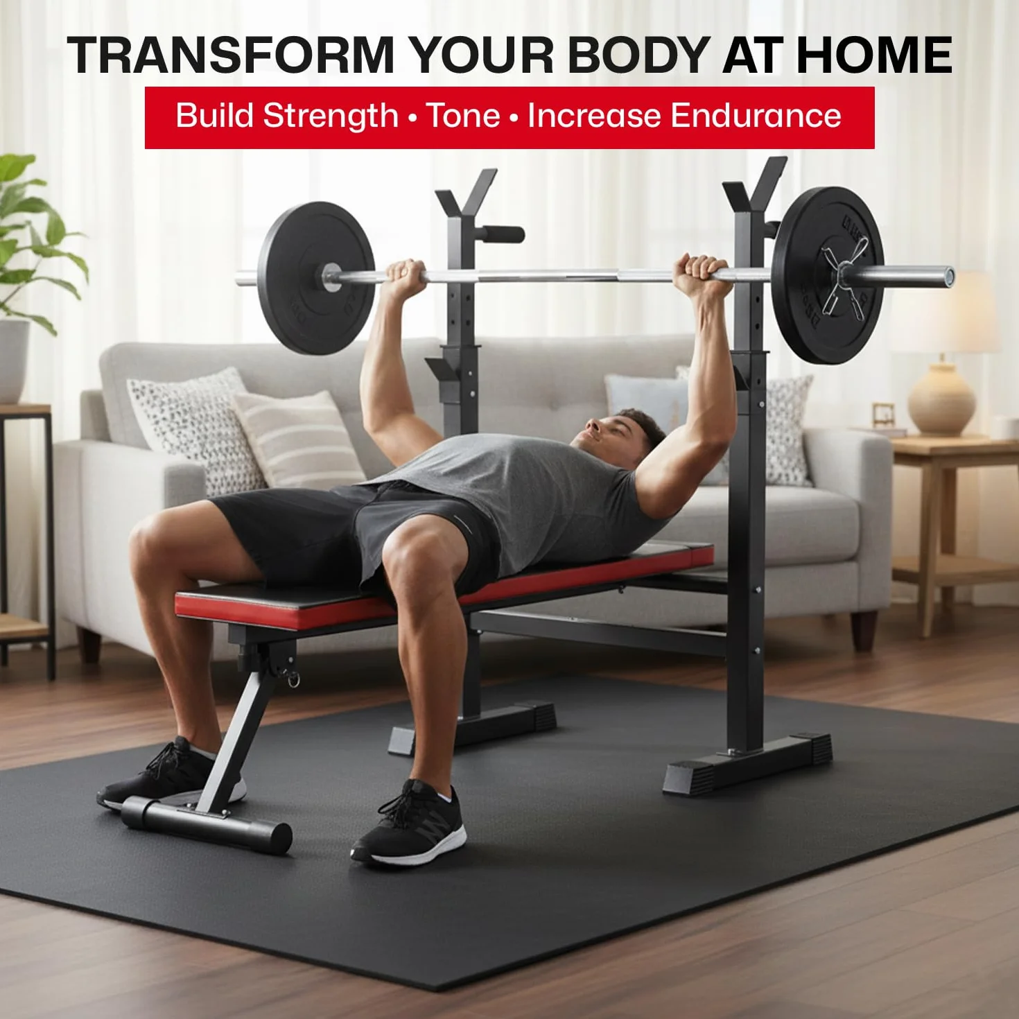 MAXSTRENGTH Trening dom siłownia fitness ławka narzędzie do ćwiczeń ławka do ćwiczeń, regulowana waga ławka ulepszone szersze siedzenie wielofunkcyjna składana wyciskana ławka do ćwiczeń (czarny/czerwony)