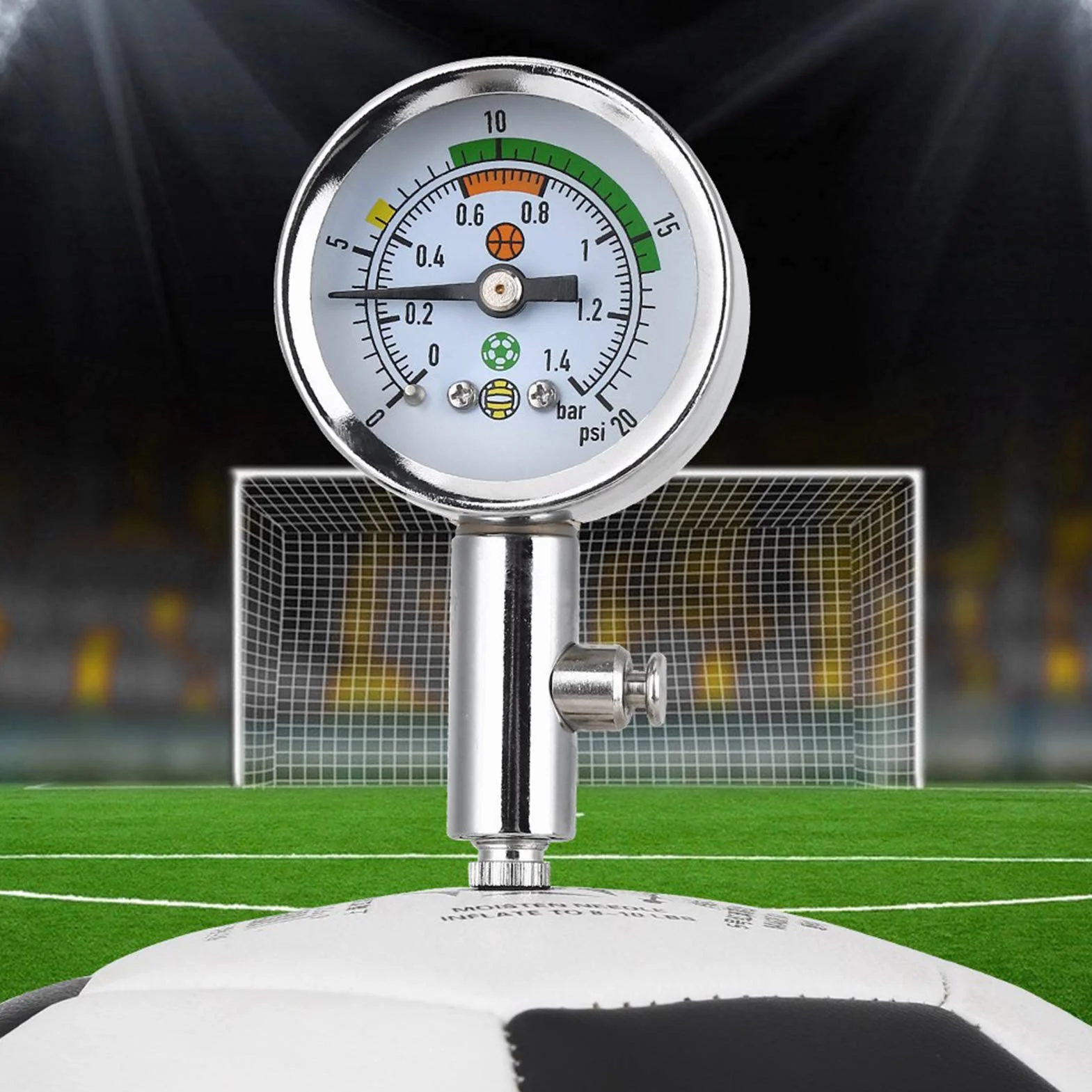 Ejoyous Mini Miernik Ciśnienia Powietrza, Manometr Noża Ciśnieniowego do Koszykówki Siatkówki Piłkarskiej z Precyzyjnym Pomiarem 0-1.4 BAR 0-20 PSI Portable Akcesoria Sportowe
