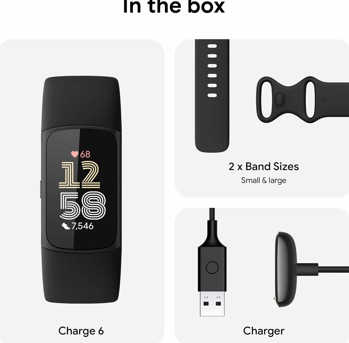 Fitbit Charge 6 Amoled Wristband Activity Tracker Black, W129024070 (Activity Tracker Black)