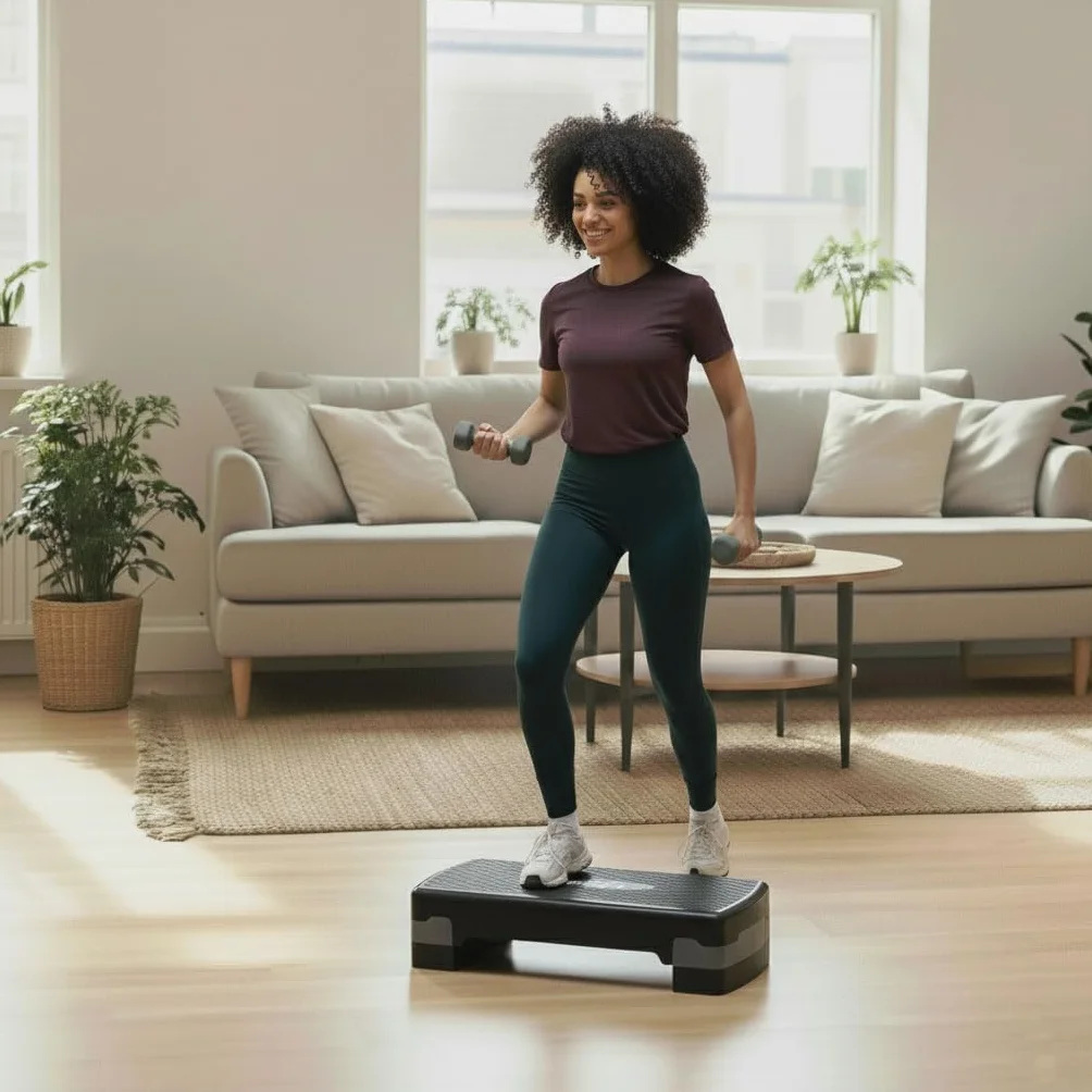 VirtuFit Essential Aerobic Fitness – stepper do domu, z regulacją wysokości i antypoślizgowy, do aerobiku, gimnastyki i fitnessu I Home Step Bench