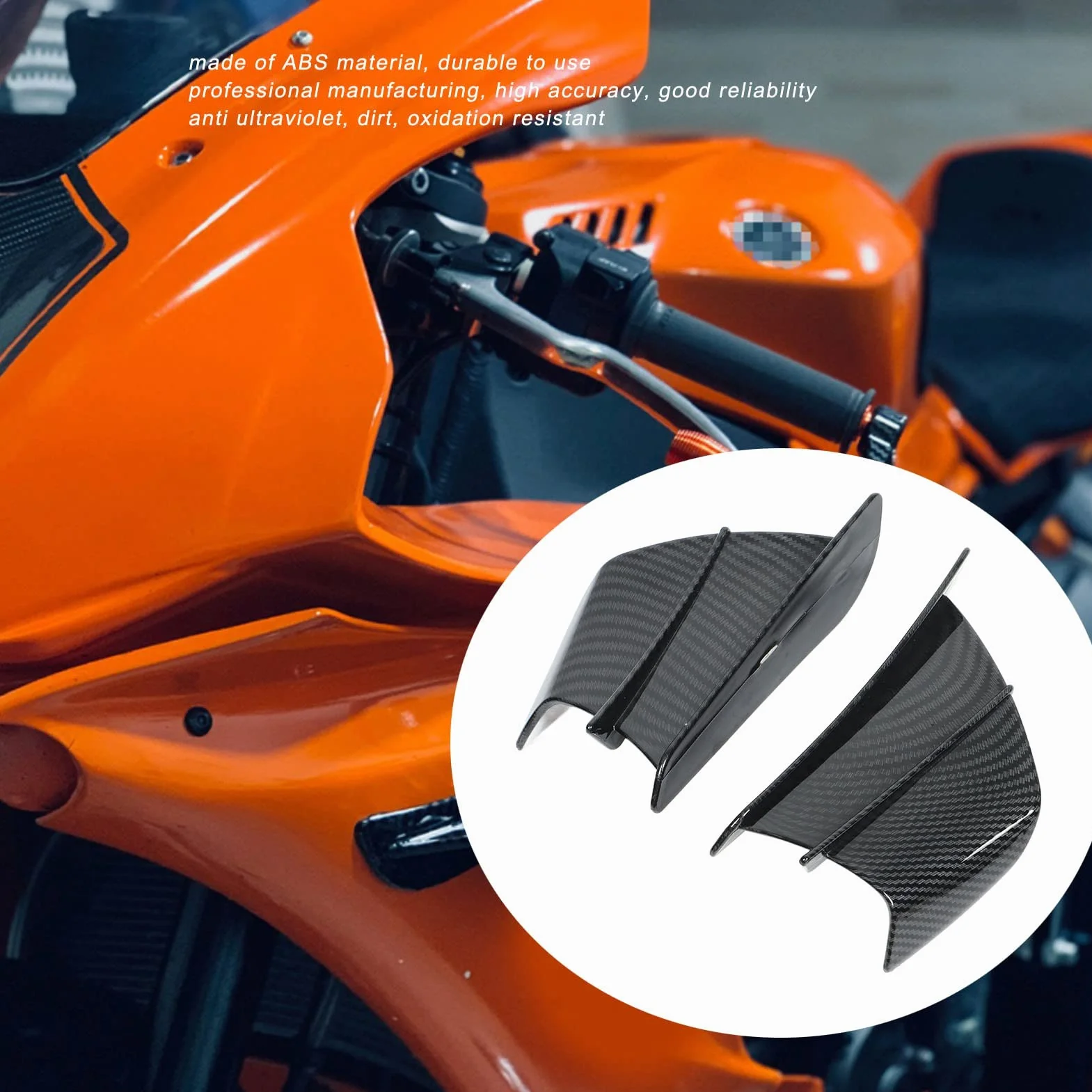 Winglet Motocyklowy, Uniwersalne Skrzydło Aerodynamiczne z Włókna Węglowego ABS z Samoprzylepnymi Bocznymi Owiewkami Owiewki Motocyklowe dla YZF R3 R25 Z400 400