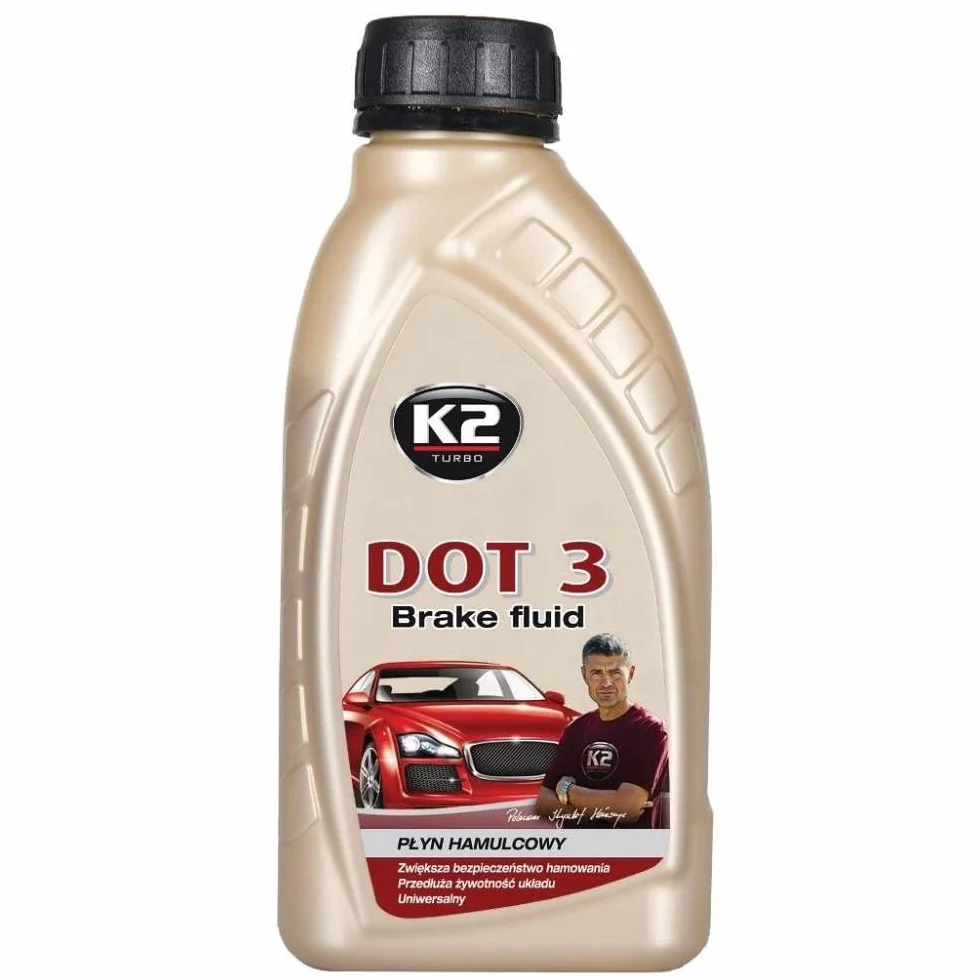 K2 DOT 3 całkowicie syntetyczny płyn hamulcowy, temperatura wrzenia 230°C, FMVSS 116 DOT 3, SAE J 1703 0,5 kg (ok. 0,5 l)