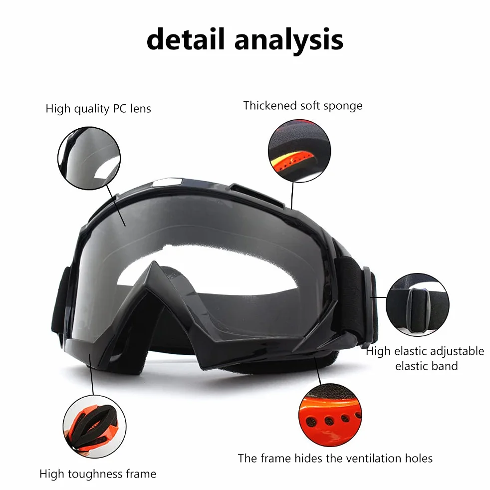 Motocykl ATV gogle motocrossowe ochrona UV okulary jeździeckie wiatroszczelne pyłoszczelne gogle narciarskie dla mężczyzn kobiet młodzieży dzieci