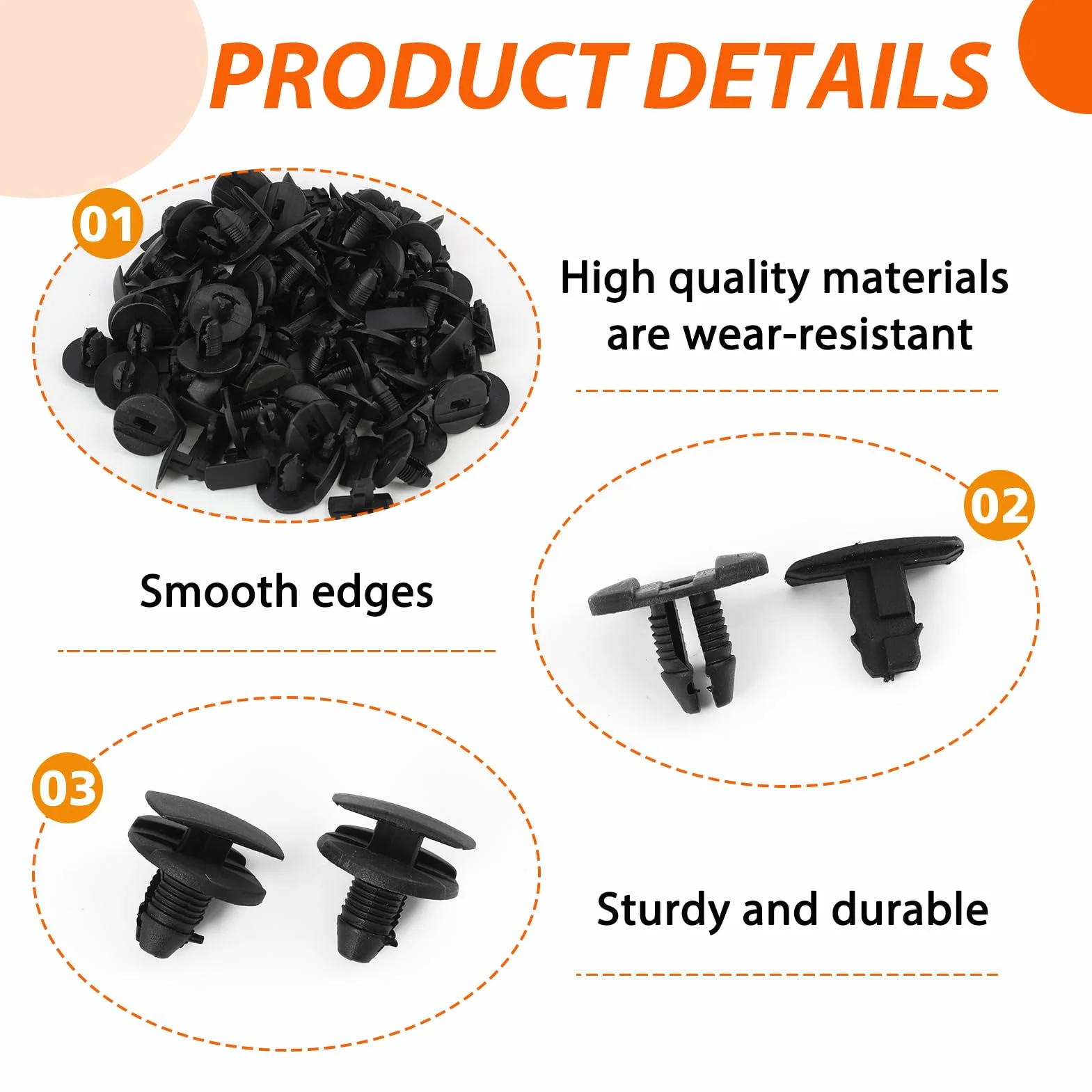 50 klipsów mocujących Parechocs 8565.53 1609267280, klipsy samochodowe do Citroen Peugeot Jumpy Berlingo C3 C4 C5 C6 Clio 2 206 307 308 Expert, plastikowe nity samochodowe, mocowanie błotnika