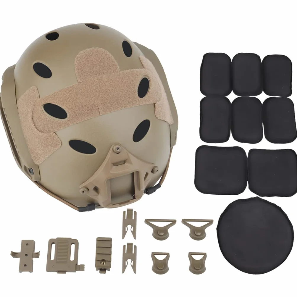 Taktyczny sprzęt wojskowy Airsoft Fast Helmet z zestawem słuchawkowym wielokamowym i 3 kolorowym kamuflażowym kasetą farby CS Polowanie hełmów guzowych