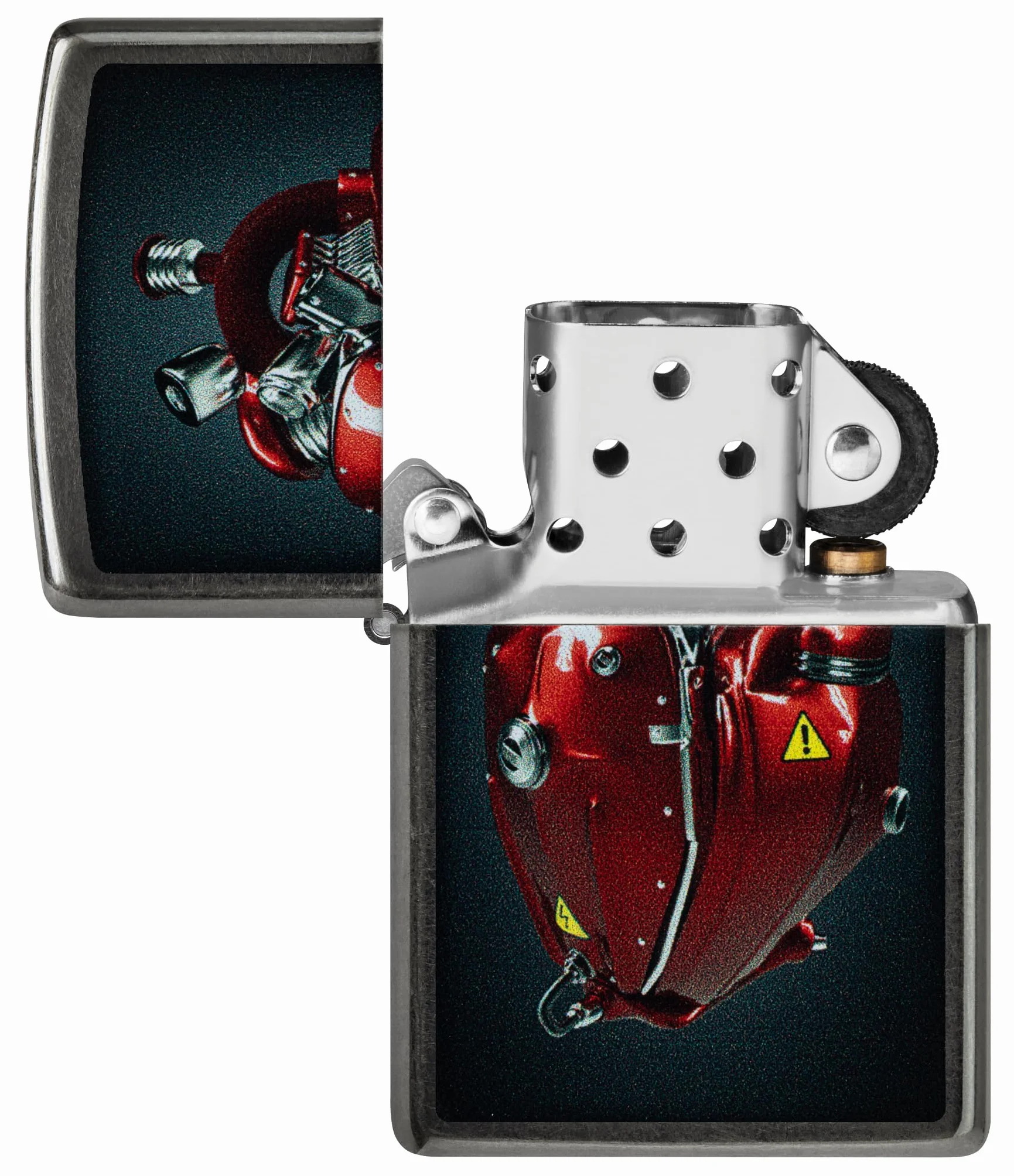 Zippo Heart Engine Zapalniczka Sztormowa, Kolorowy Nadruk, do Napełniania, Wielokrotnego Użytku, Wiatroodporna Konstrukcja, Pudełko na Prezent, Wykonano w USA, Szary (Gray Dusk)