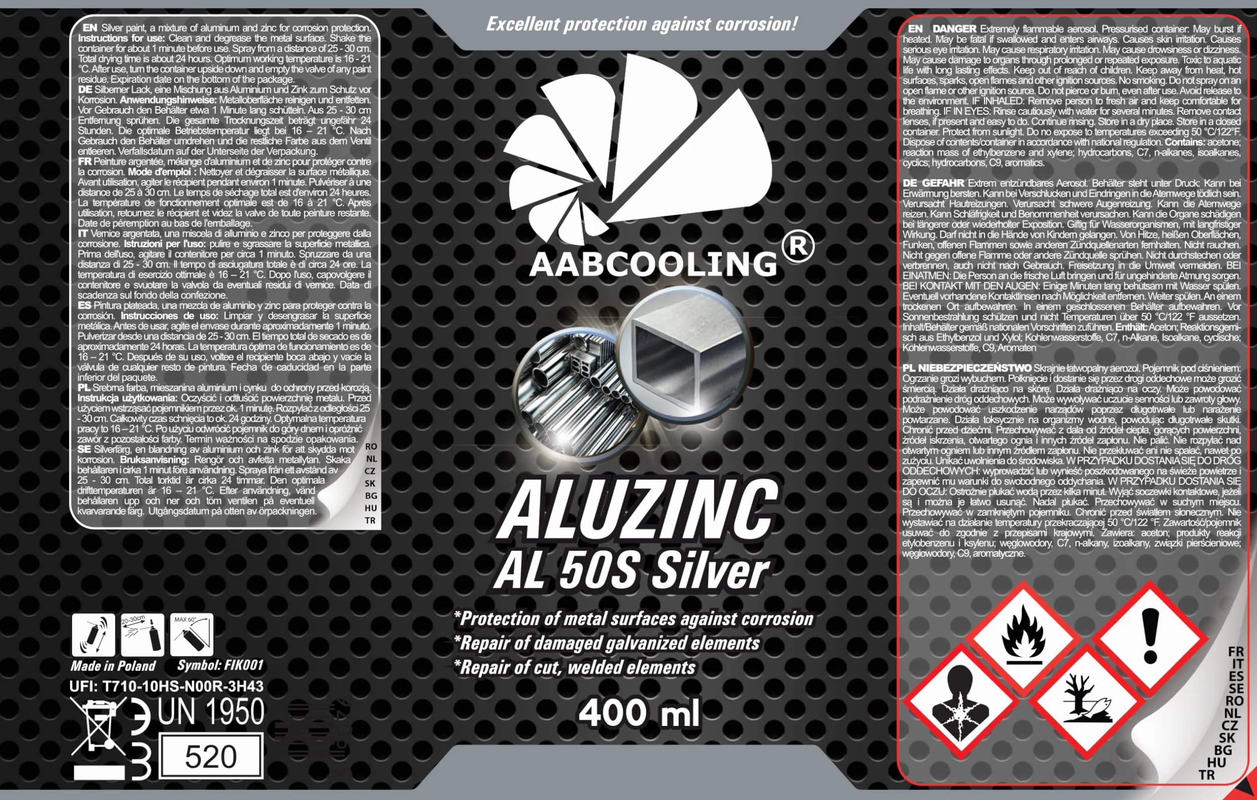 AABCOOLING Alucynk AL 50S Podkład Cynkowy Antykorozyjny 400ml Srebrny