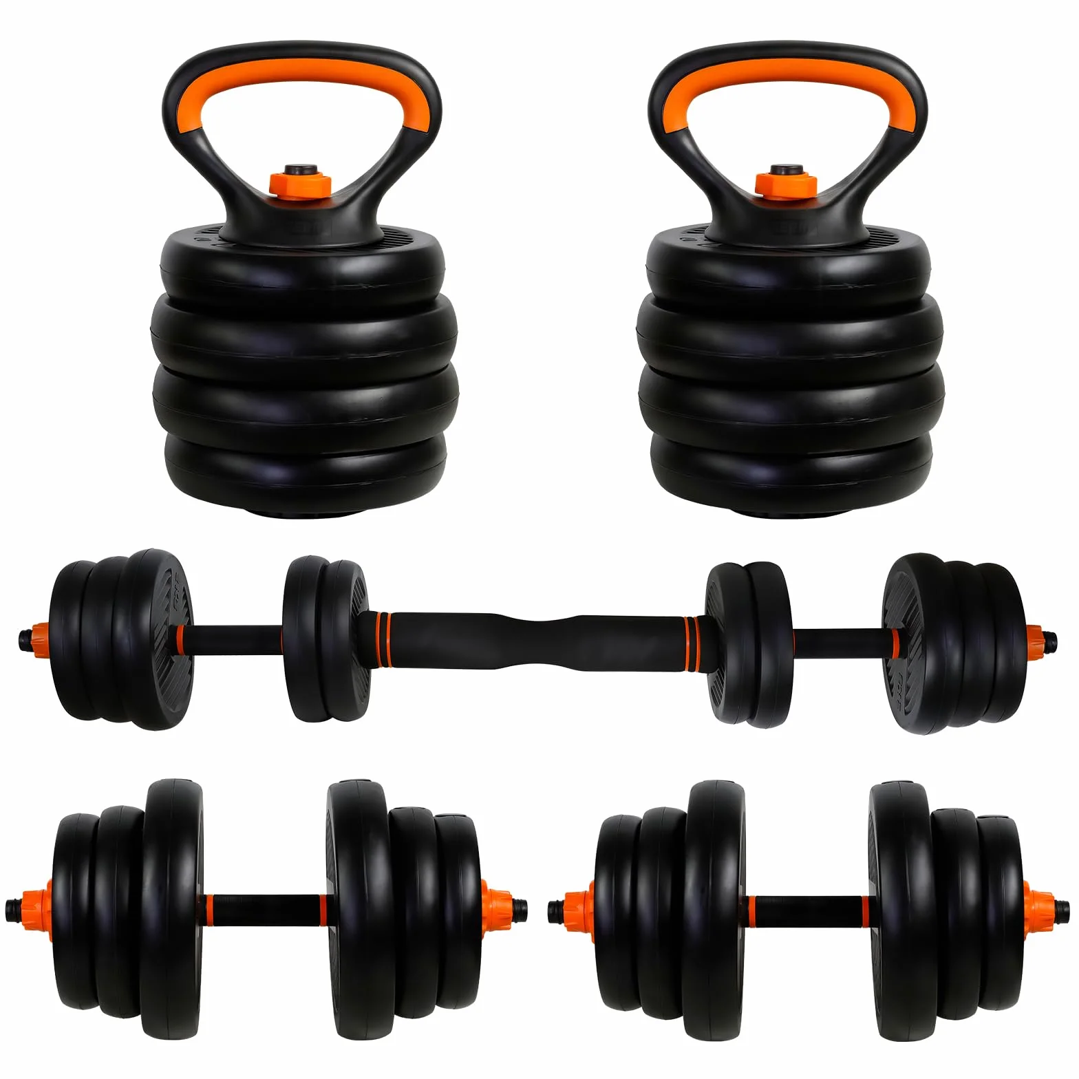 CCLIFE Zestaw hantli 6w1 kettlebell 2 regulowane piłki hantlowe z dołączoną rurką stalową Profesjonalny zestaw hantli - ZERRO