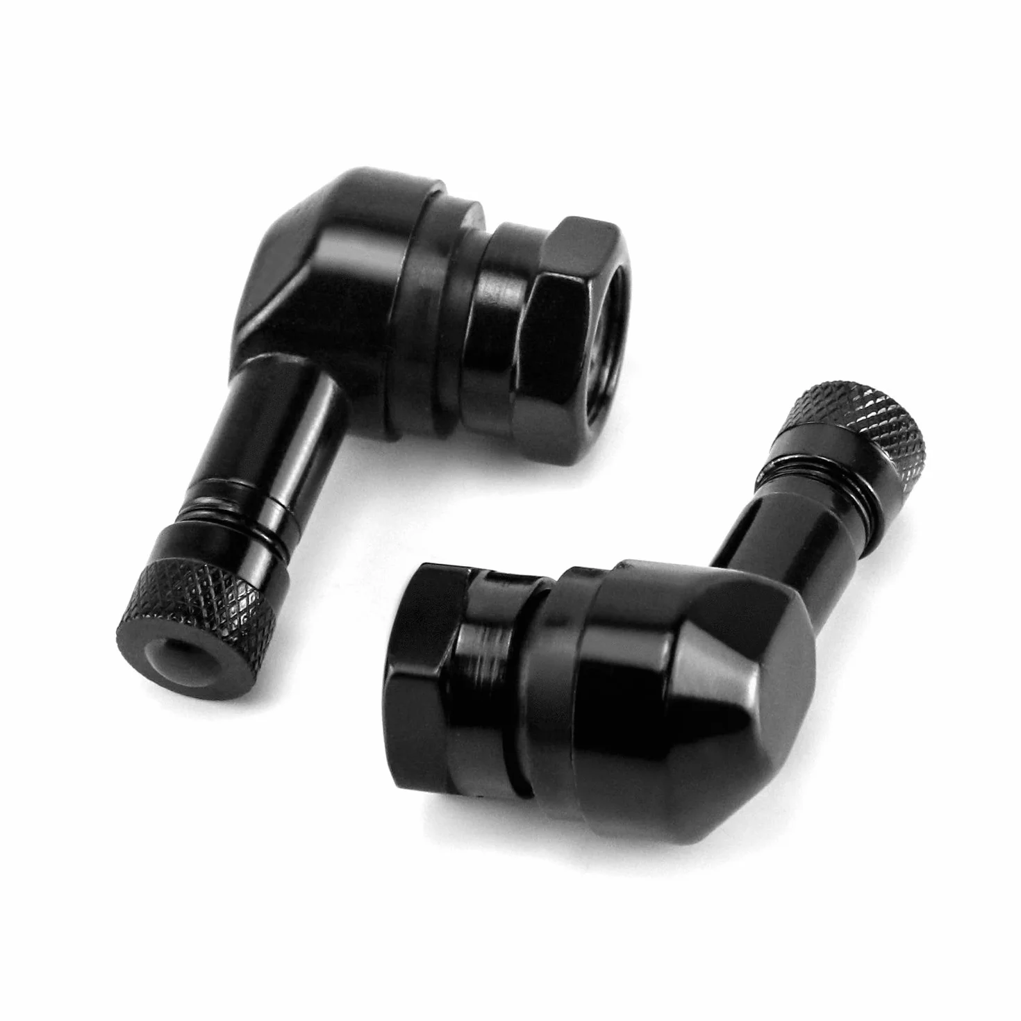 QWORK® Zawór kątowy motocyklowy aluminiowy zawór kątowy, zawory metalowe 90 stopni zawór opony z gumową uszczelką do motocykla, 2 sztuki)