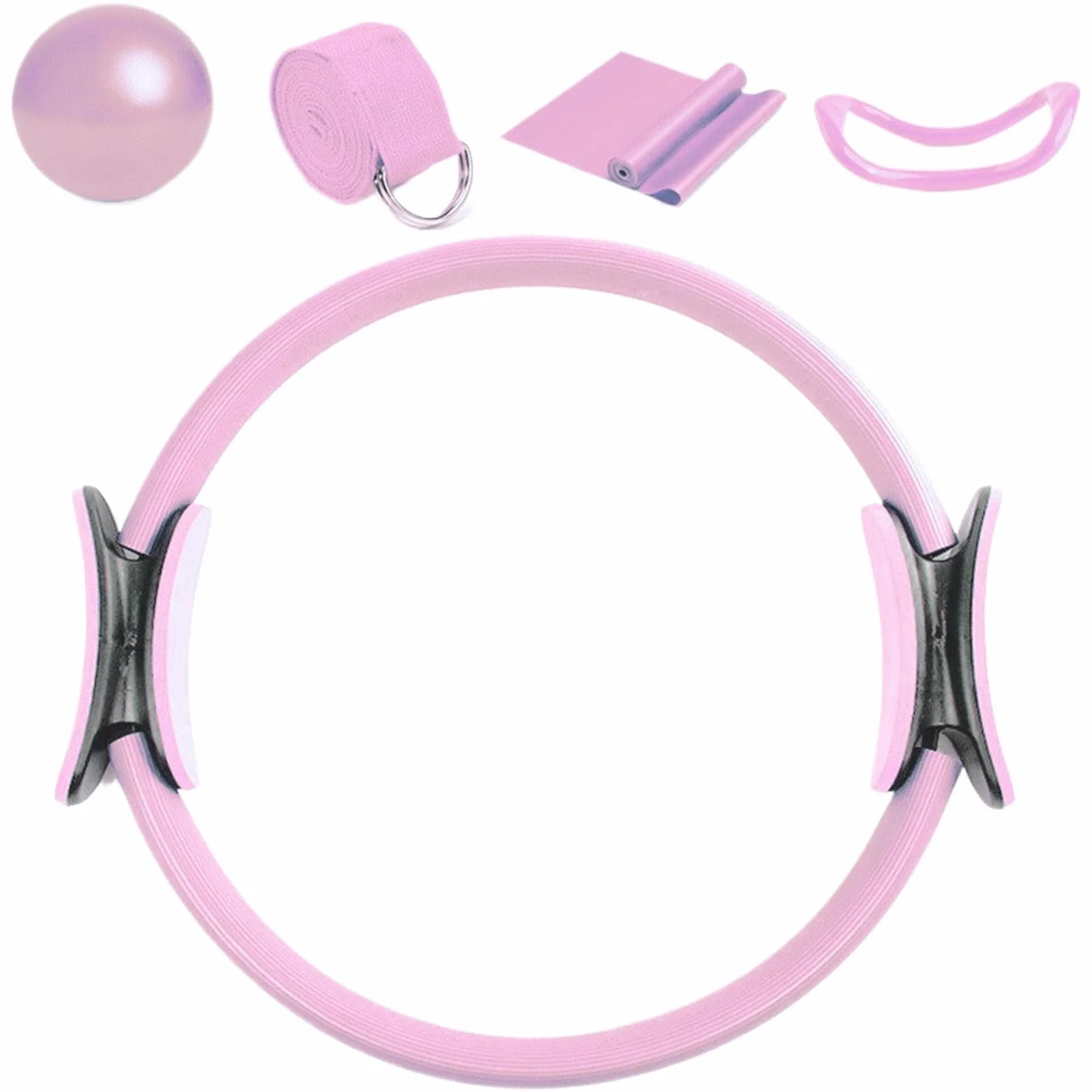 Zestaw Pilates Pier?cie? i Ball, Pilates Kit do treningów domowych | Paski oporowe do pier?cienia jogi,5x Sprz?t do treningu, akcesoria do si?owni domowej, rozci?gaj?ce pasy jogi dla kobiet