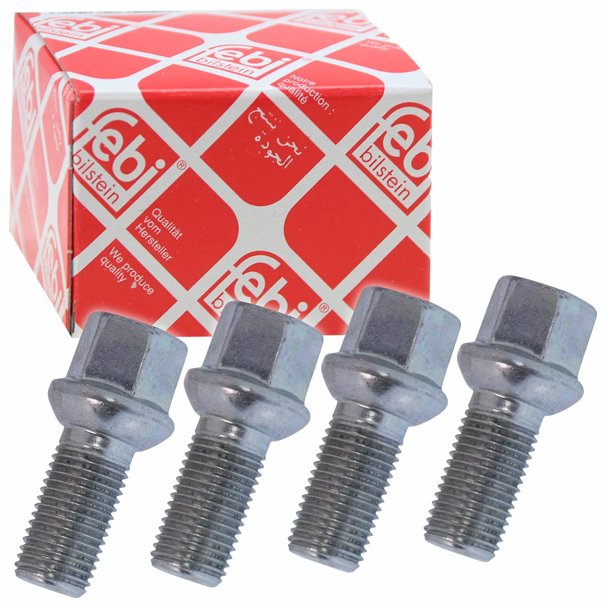 FEBI BILSTEIN Śruby do kół M14 x 1,5 x 27 mm, ocynkowane, SW17, śruby do kół ze stali stopowej, 4 szt.