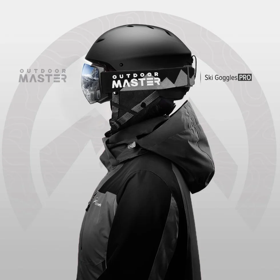 OutdoorMaster Gogle narciarskie PRO - bezramkowe, wymienne soczewki 100% ochrona UV400 Ski Snowboardowe gogle dla mężczyzn, kobiet i młodzieży