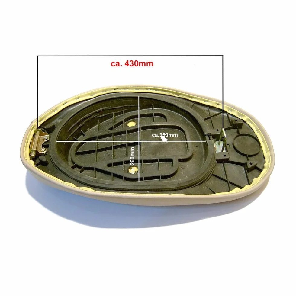 Ławka/siodełko do 2- i 4-suwowych chińskich skuterów 50 x 2-osobowych * w kolorze beżowym * np. pasuje do wielu modeli skuterów retro BAOTIAN BT49QT-11 MOTOWORX JONWAY BENZHOU YIYING YY50QT-15