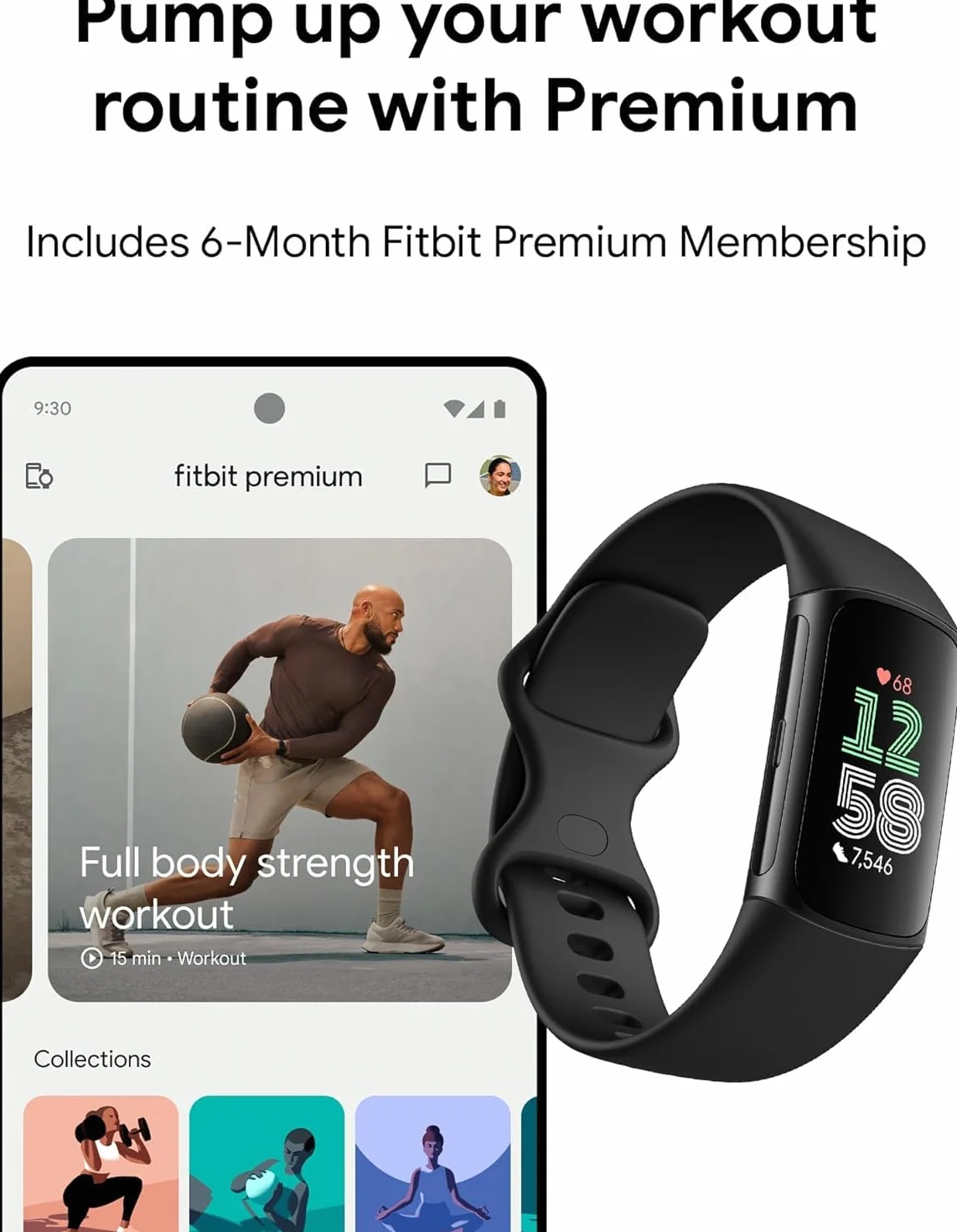 Fitbit Charge 6 Amoled Wristband Activity Tracker Black, W129024070 (Activity Tracker Black)