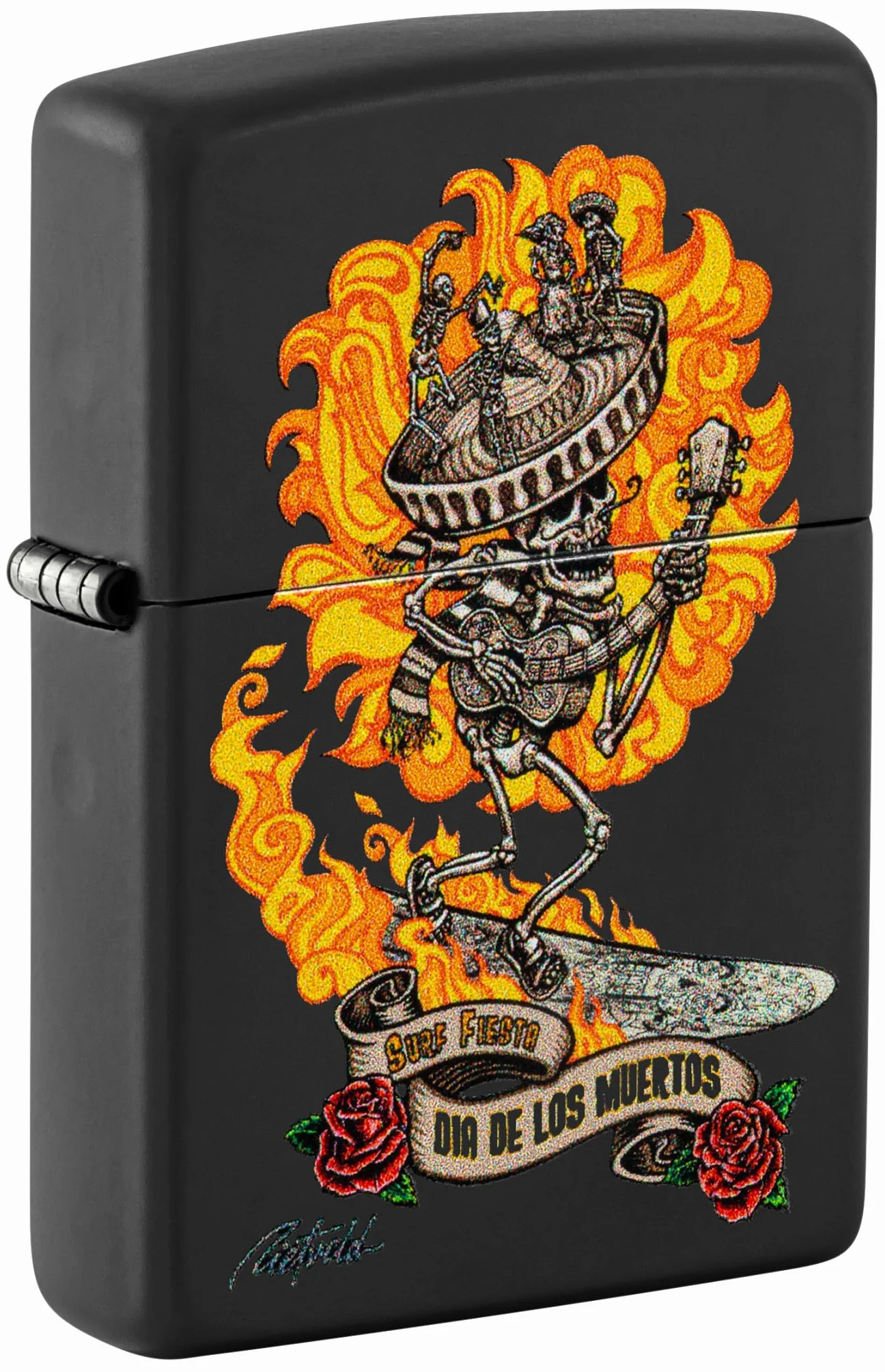 Zippo Rick Rietveld Zapalniczka Sztormowa, Kolorowy Nadruk, do Napełniania, Wielokrotnego Użytku, Wiatroodporna Konstrukcja, Pudełko na Prezent, Wykonano w USA, Kolor Czarny Matowy