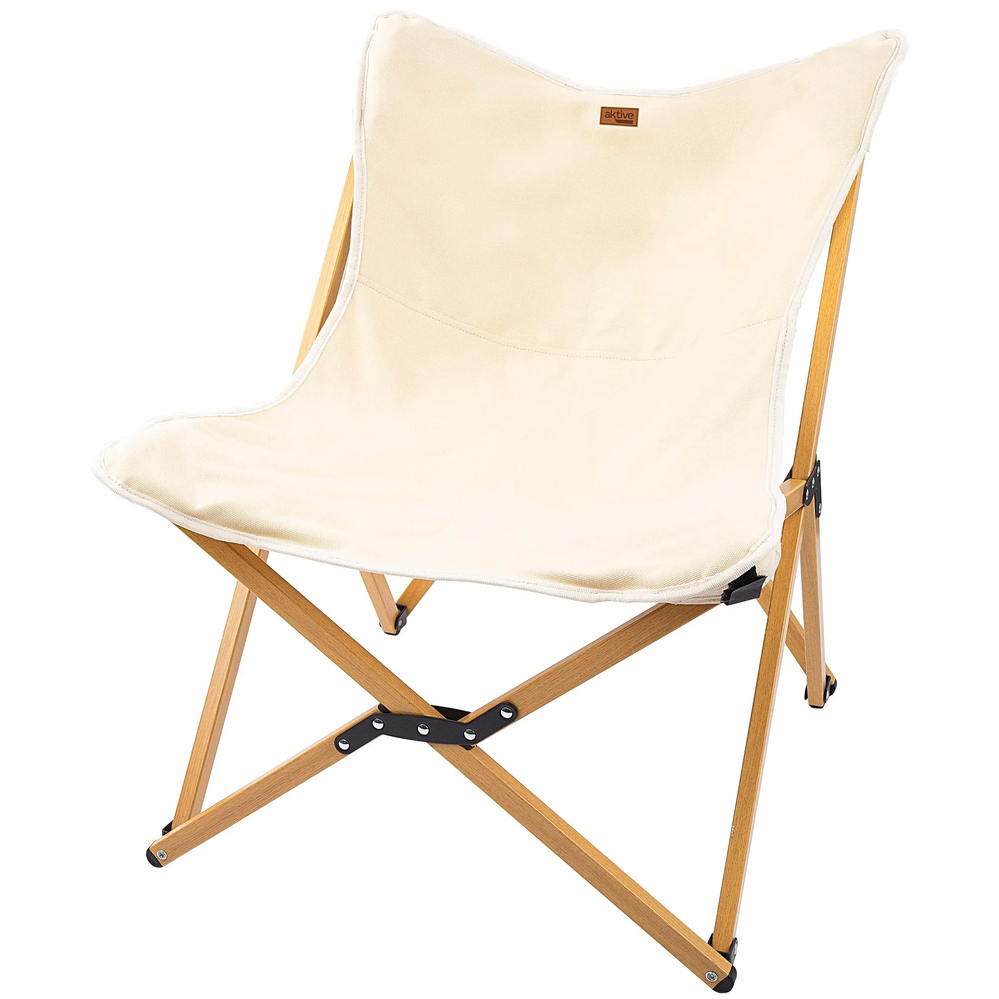 AKTIVE 63023 składane krzesło kempingowe typu Glamping sawanna, przenośne, materiał: bawełna i aluminium, wytrzymałe, maksymalna waga 110 kg, wymiary 56 x 70 x 75 cm
