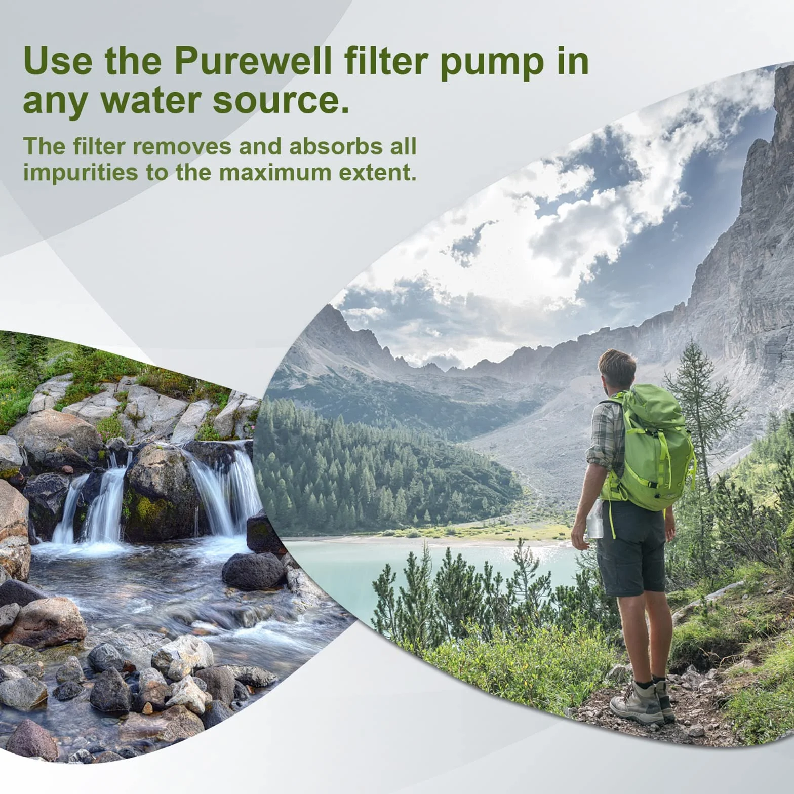 Purewell Ręczna pompa filtrująca 0,01 mikrona - przenośny filtr wody eliminuje 99.999% bakterii - do wędrówek, biwakowania, podróży i przetrwania