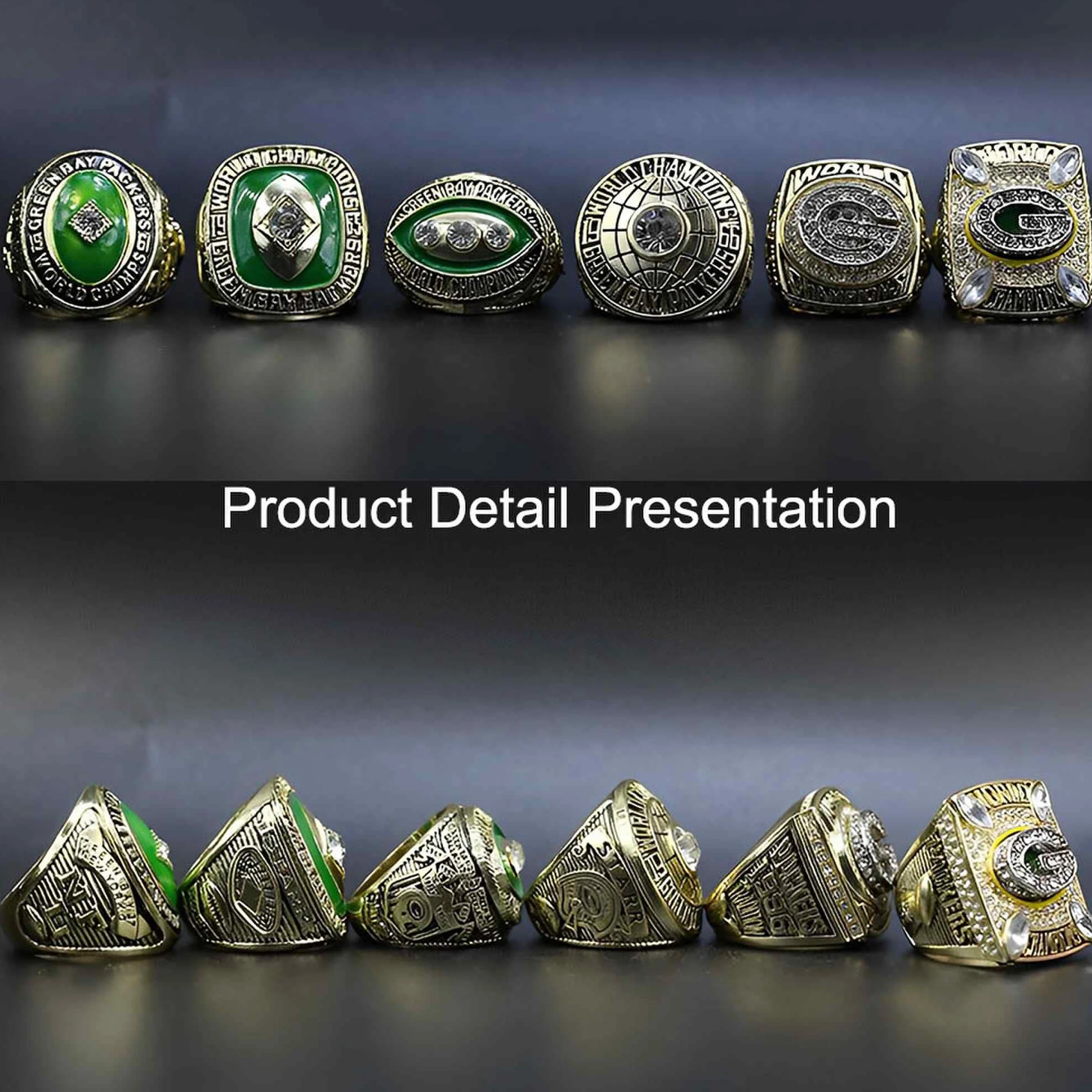 Zestawy pierścieni mistrzowskich Green Bay Packers Rugby Champion Ring Super Bowl FFL Pamiątkowe kolekcje Prezenty dla kowbojskich męskich ojców