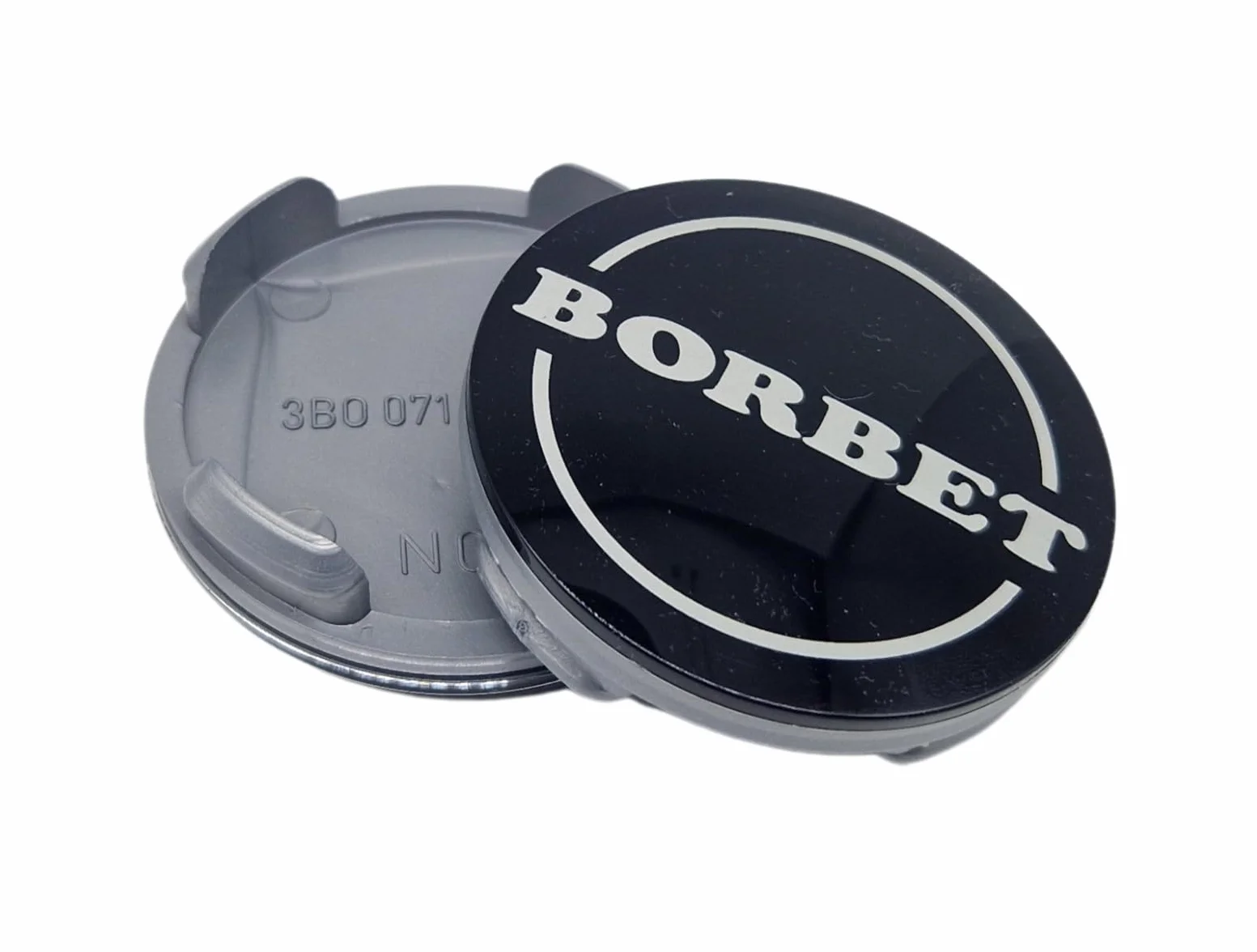 1 x oryginalna dekielka Borbet do felg, czarna, błyszcząca, srebrna, 60 mm, N06, do CWD CWG 3B0071213666