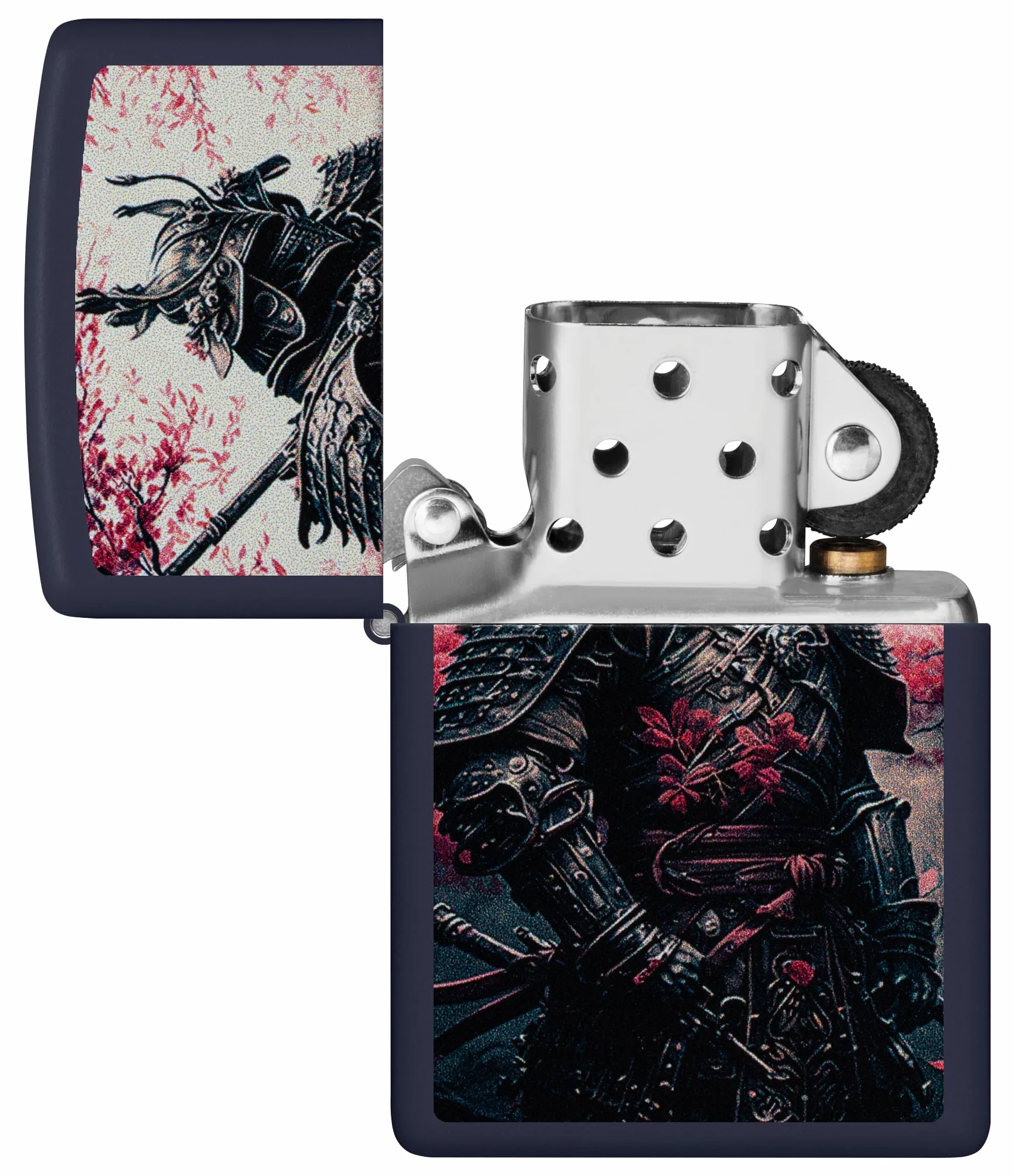 Zippo Samurai Warrior Zapalniczka Sztormowa, Kolorowy Nadruk, do Napełniania, Wielokrotnego Użytku, Wiatroodporna Konstrukcja, Pudełko na Prezent, Wykonano w USA, Kolor Granatowy Matowy (Navy Matte)