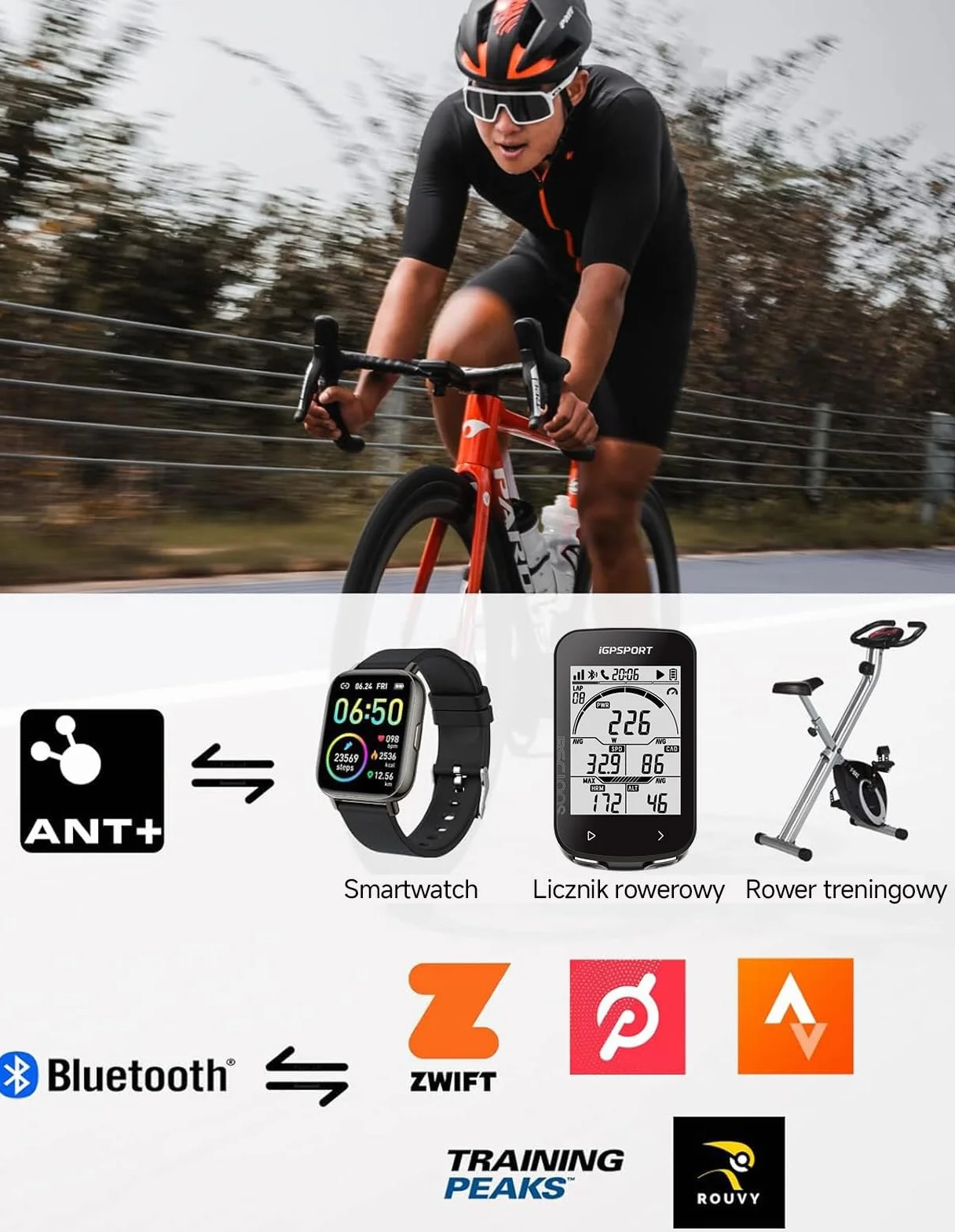iGPSPORT SPD70 prędkościomierz rowerowy / CAD70 czujnik kadencji rowerowej, 300 godzin pracy baterii, Bluetooth 5.0 ANT+, wodoszczelność IPX7