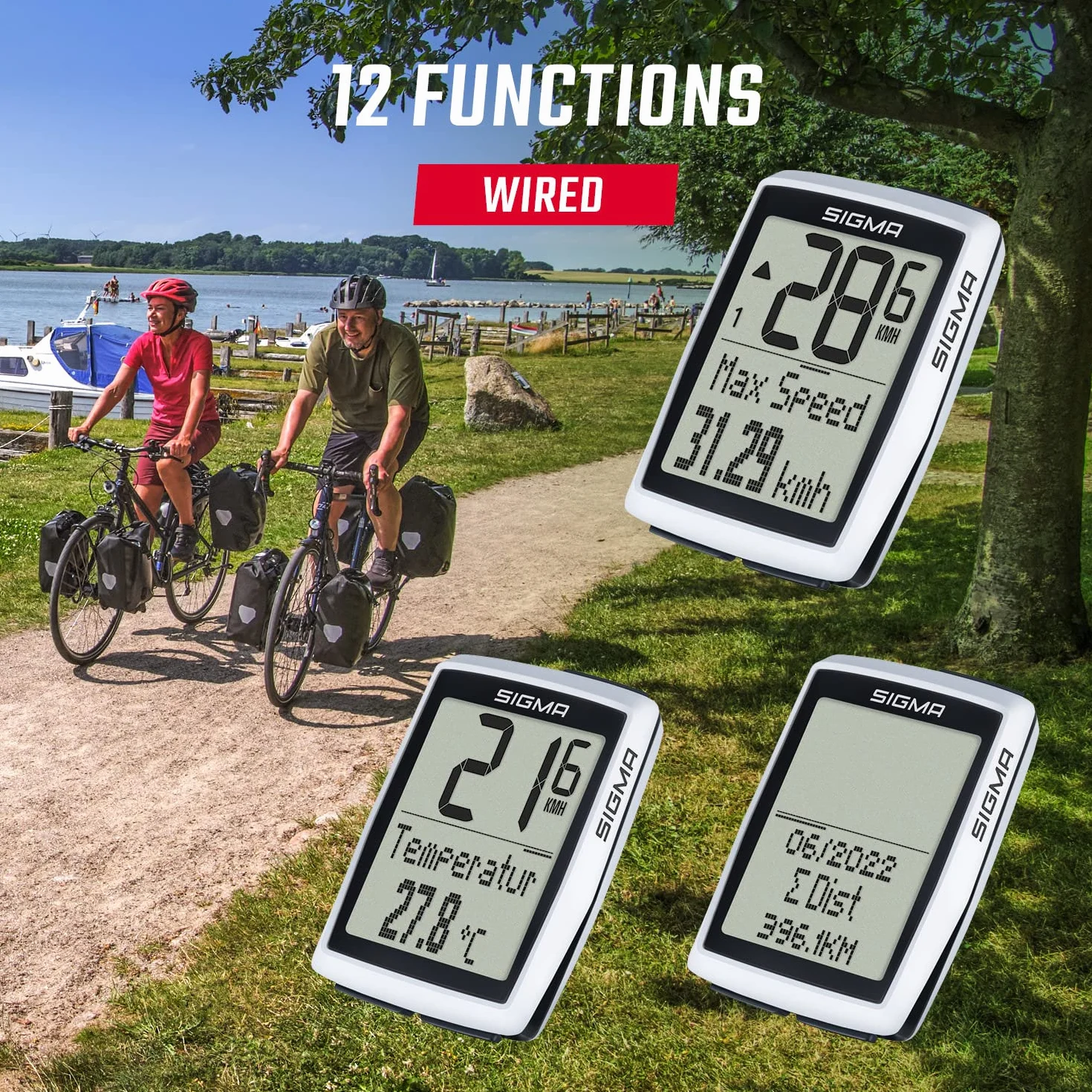 Sigma Sport BC 12.0 komputer rowerowy z funkcjami numerycznymi | komputer rowerowy do wszystkich przygód rowerowych | łatwy w użyciu z dużymi przyciskami i przejrzystą prezentacją