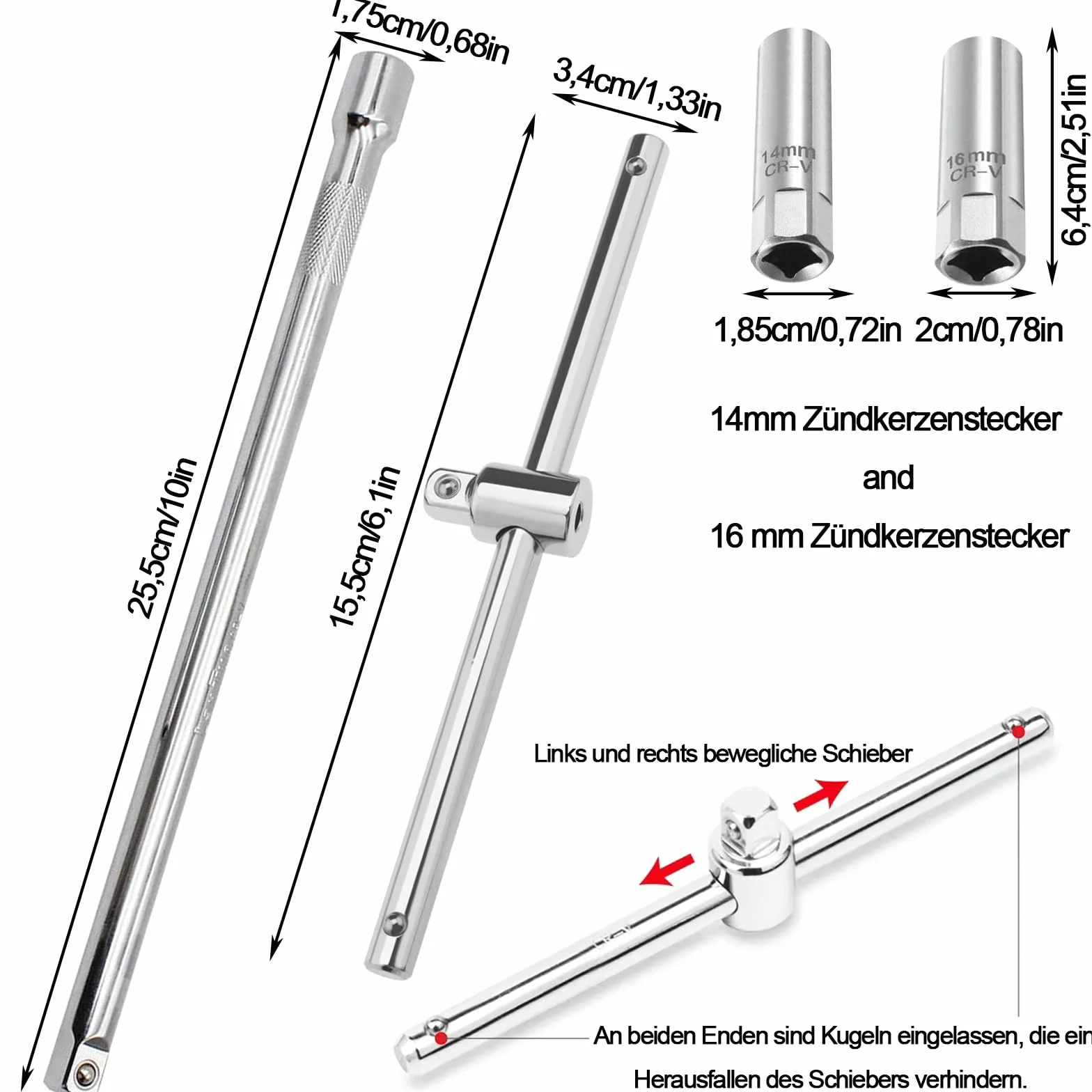 Klucz do świecy zapłonowej z uchwytem T, uniwersalny, elastyczny klucz do świecy zapłonowej, wysuwany uchwyt T, do świec zapłonowych 14 mm/16 mm, wychylny magnes, do samochodu, motocykla