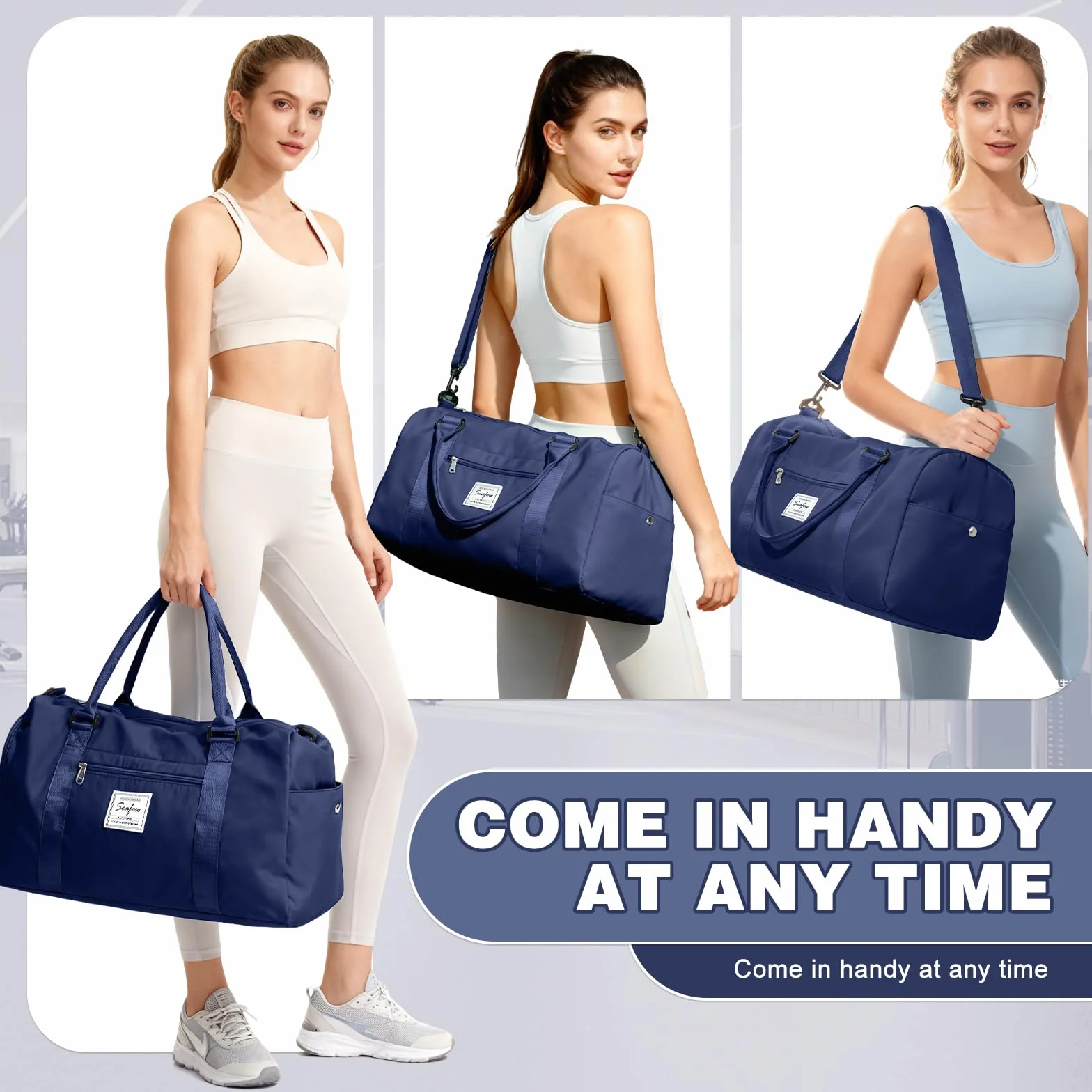 Torba Sportowa Damska Męska Torba Podróżna z Kieszenią na Buty Torba na Siłownię Torba Treningowa Fitness do Pływania Wodoodporna Torba Weekendowa Kobiet na Noc Basen,A4-Królewski Niebieski