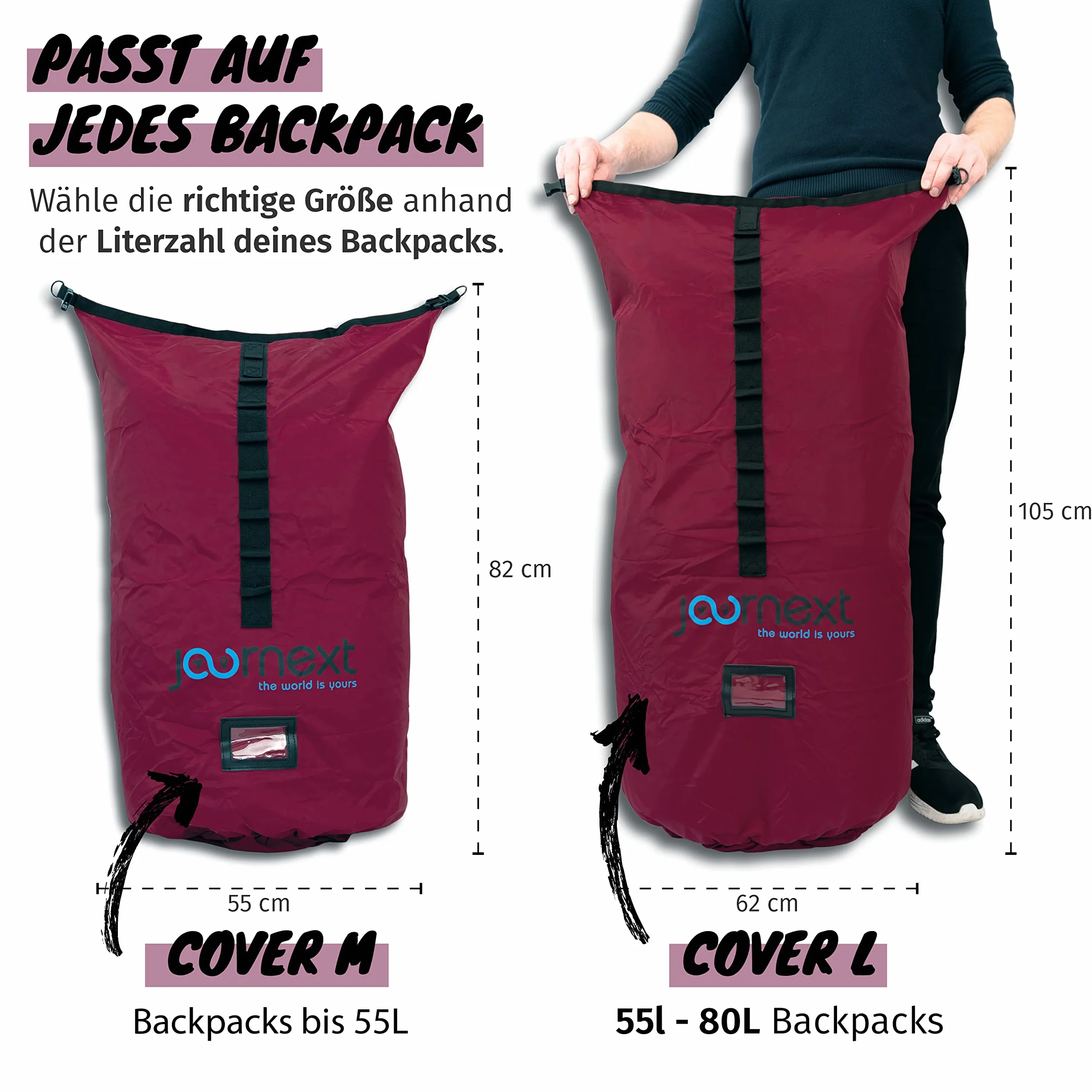 Journext Plecak 2 w 1 Pokrowiec ochronny i ochrona przed deszczem/Flight Cover plecak/plecak Pokrowiec na samolot, pociąg i autobus/torba na lot/plecak ochronny/plecak ochronny