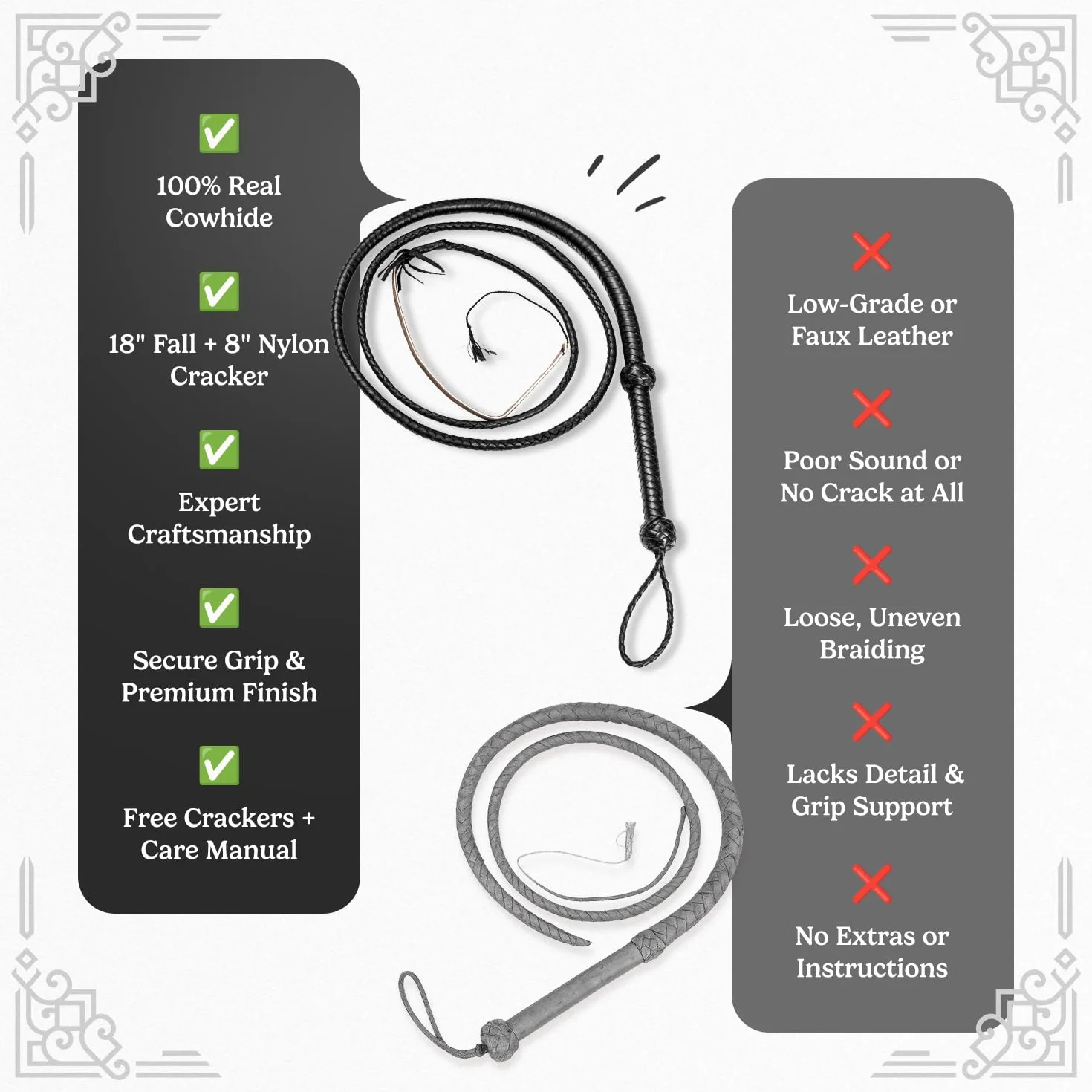 Indiana Jones Style Bull Whip 15 m, 8 warkoczy, prawdziwa skóra bydlęca, czarny