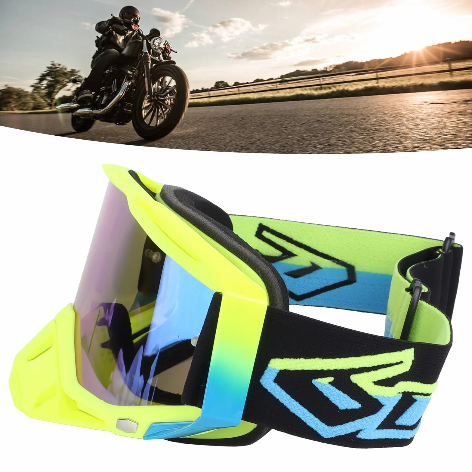 Drfeify Gogle Motocyklowe, Pyłoszczelne, Wiatroszczelne i Chroniące Przed Promieniami UV Gogle Motocrossowe do Jazdy na Nartach, z lekką ramką z TPU i wyściółką z Gąbki o Szerokim Polu