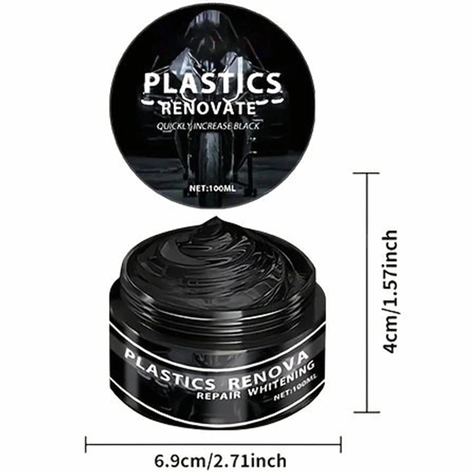 Restorer Black Trim 100 ml, regenerator tworzyw sztucznych, plastikowe i winylowe gumowe drzwi, obróbka deski rozdzielczej, szybka naprawa z tworzywa sztucznego do samochodu, odporna na aplikację
