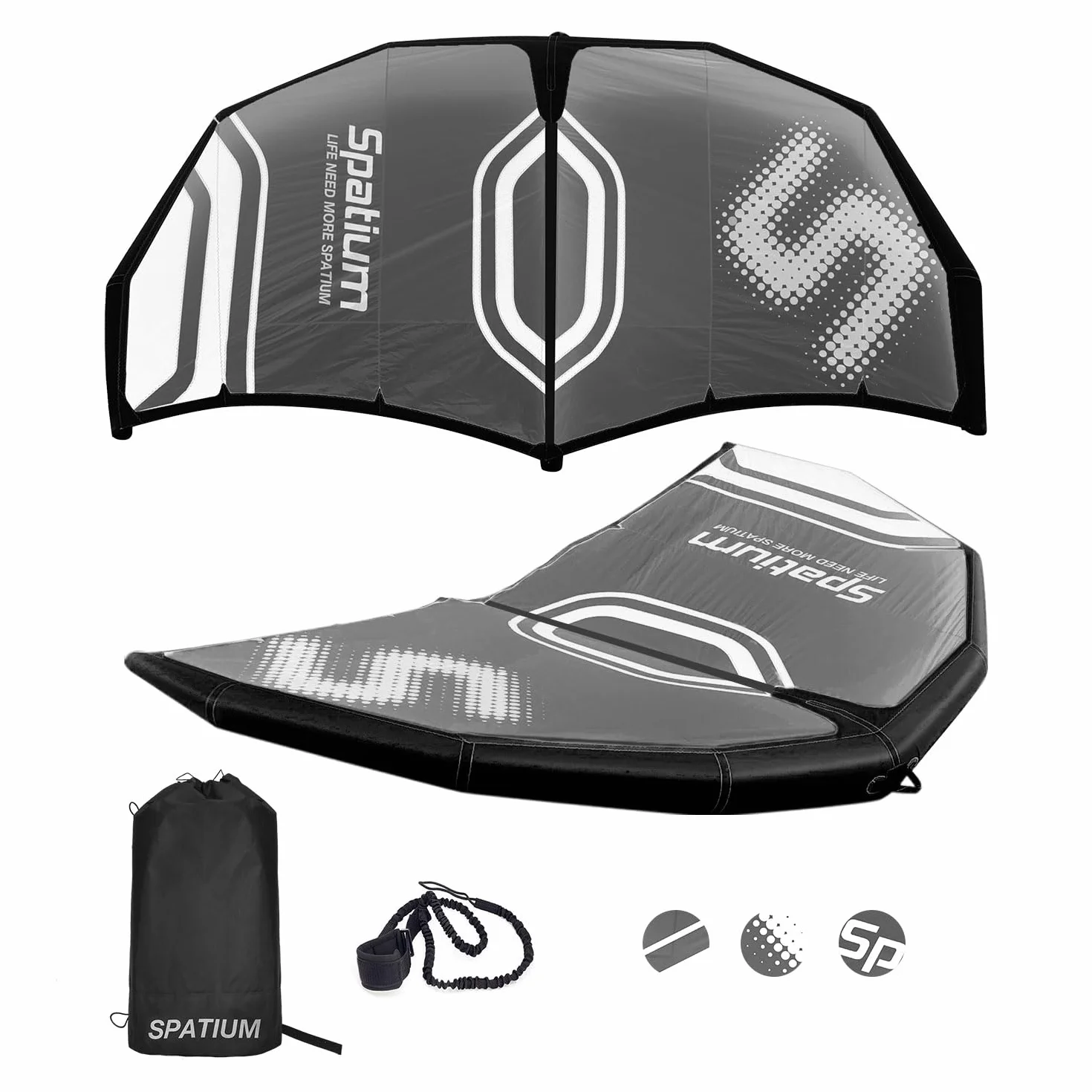 Spatium Surf Foil Wing z akcesoriami pompy pompowania, Plecak, Zestaw Naprawczy Szary Latawiec Nadmuchiwany do Windsurfing Wing Foil Kitesurf 4m²/5m²/6m²