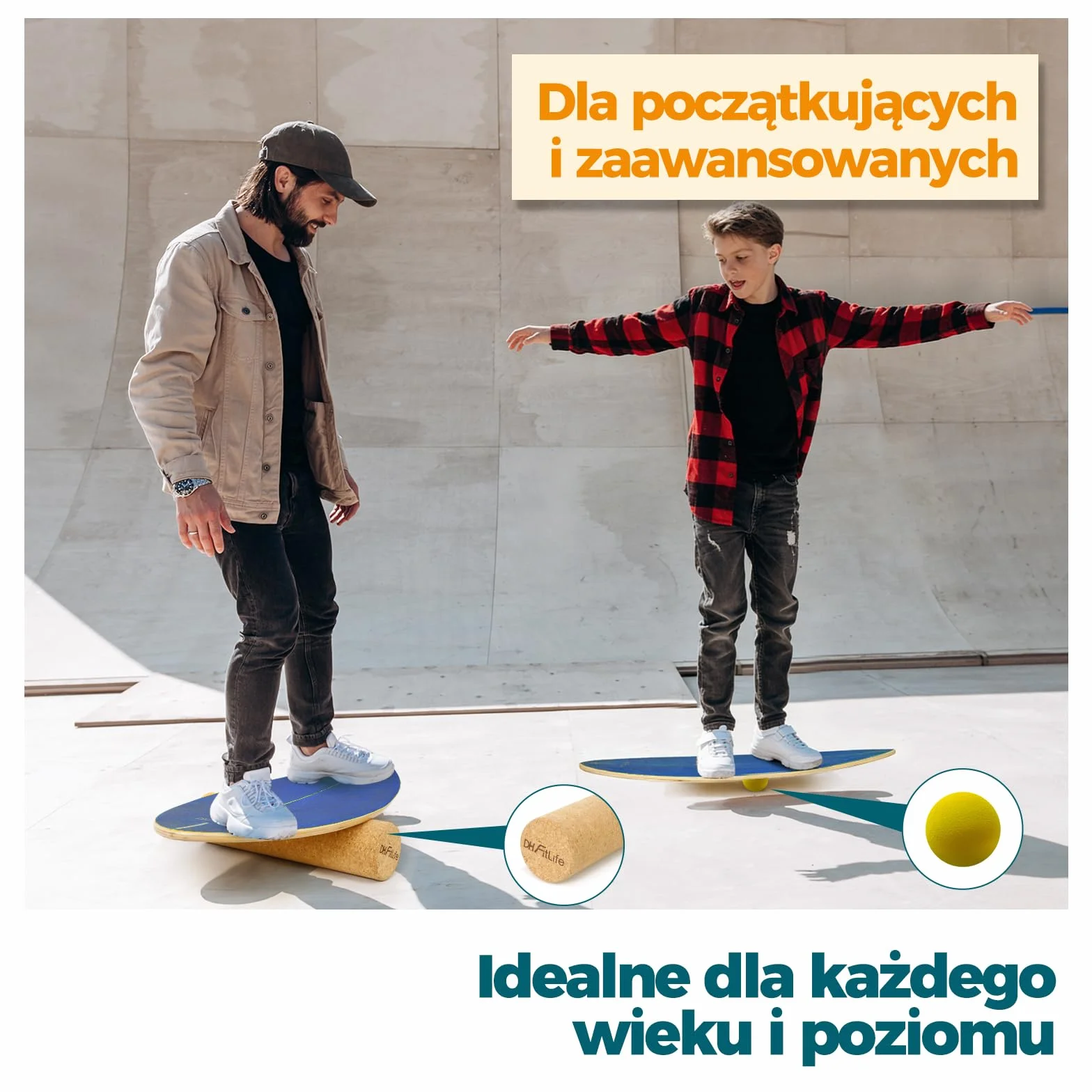 DH FitLife Deska do Balansowania Surf Balance Board z Drewna | Deska do Surfowania Indoor z Rockerem dla Dorosłych | Zabawa i Trening w Domu