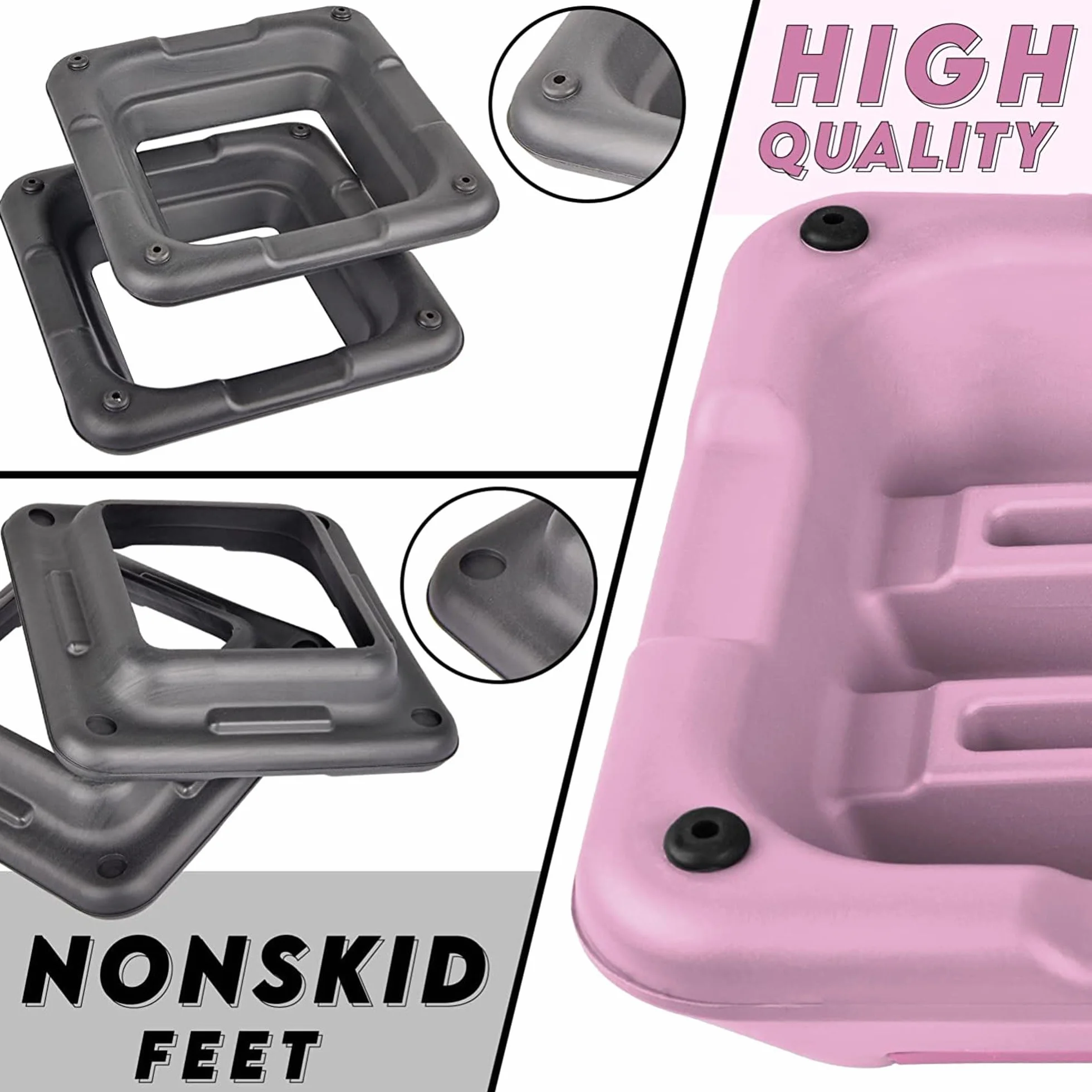 Yes4All CXKW 40,6 x 40,6 cm regulowana platforma aerobowa z wysokim stopniem z 4 pionami (różowo-szara)