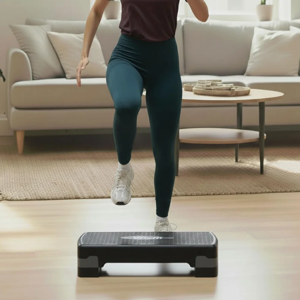 VirtuFit Essential Aerobic Fitness – stepper do domu, z regulacją wysokości i antypoślizgowy, do aerobiku, gimnastyki i fitnessu I Home Step Bench