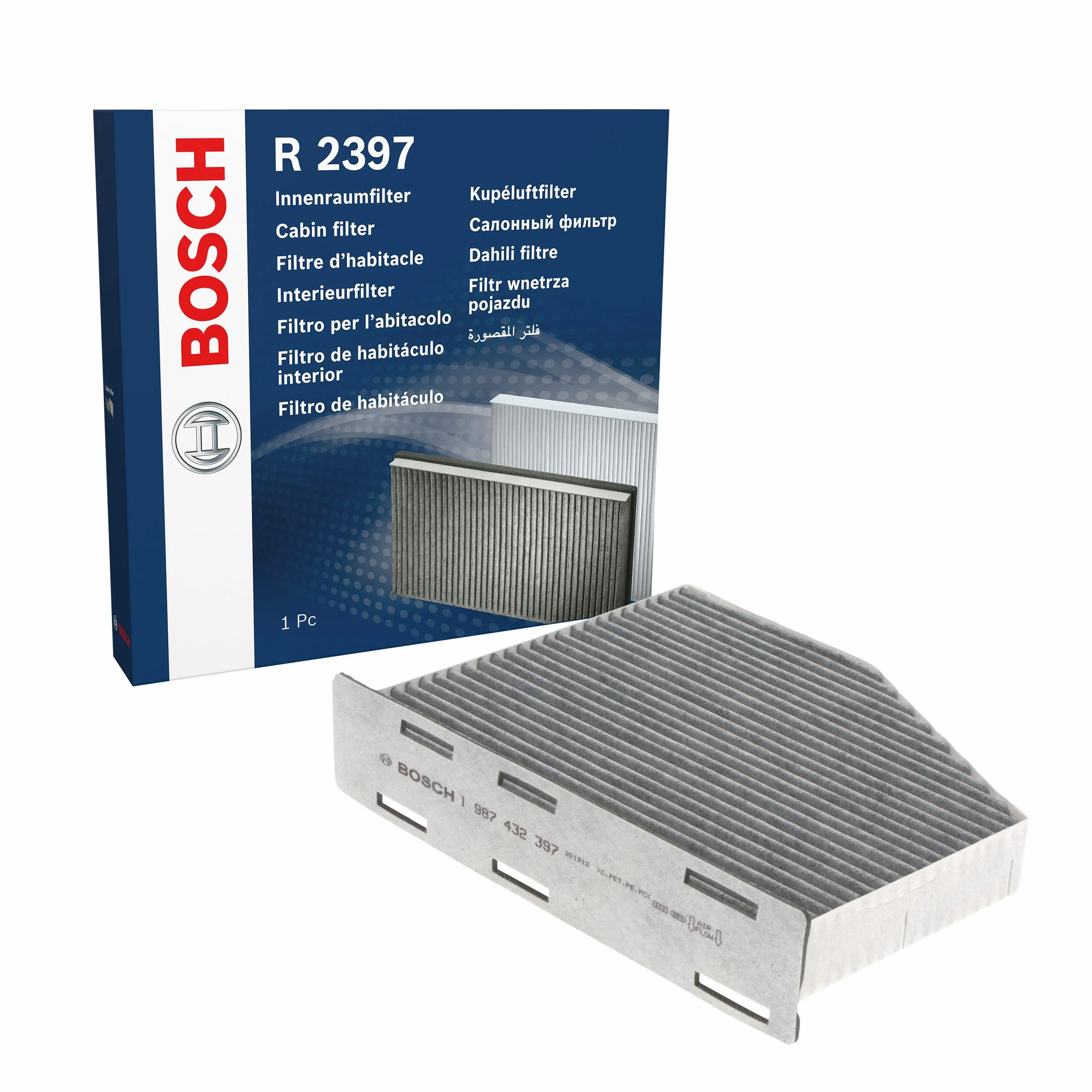 Filtr Kabinowy BOSCH 1 987 432 397 W: 34 mm S: 211 mm D: 287 mm