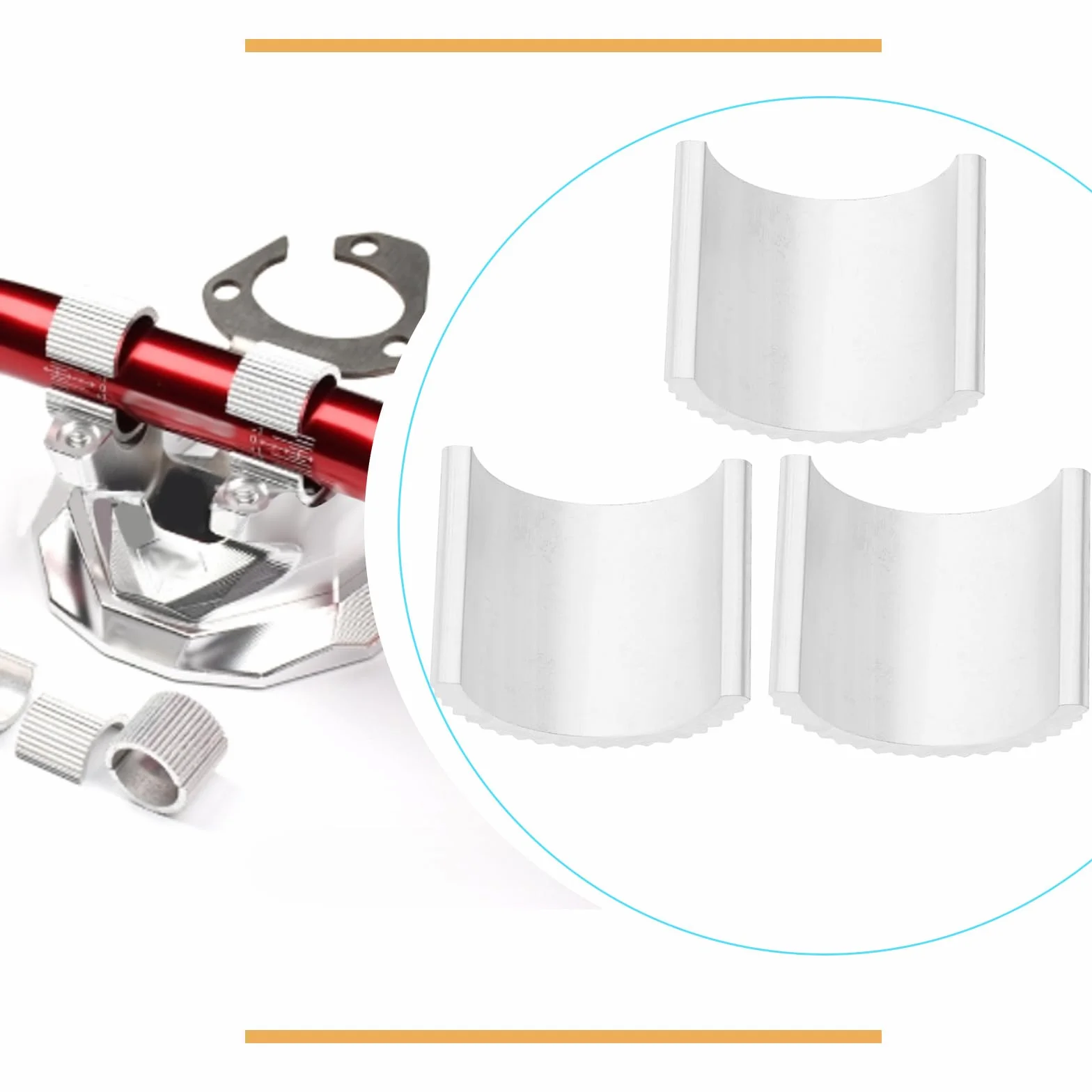 4 szt. podkładki na kierownicę rowerową ze stopu aluminium, podkładki dystansowe, konwersja 28 mm na 22 mm, uszczelka, srebrne
