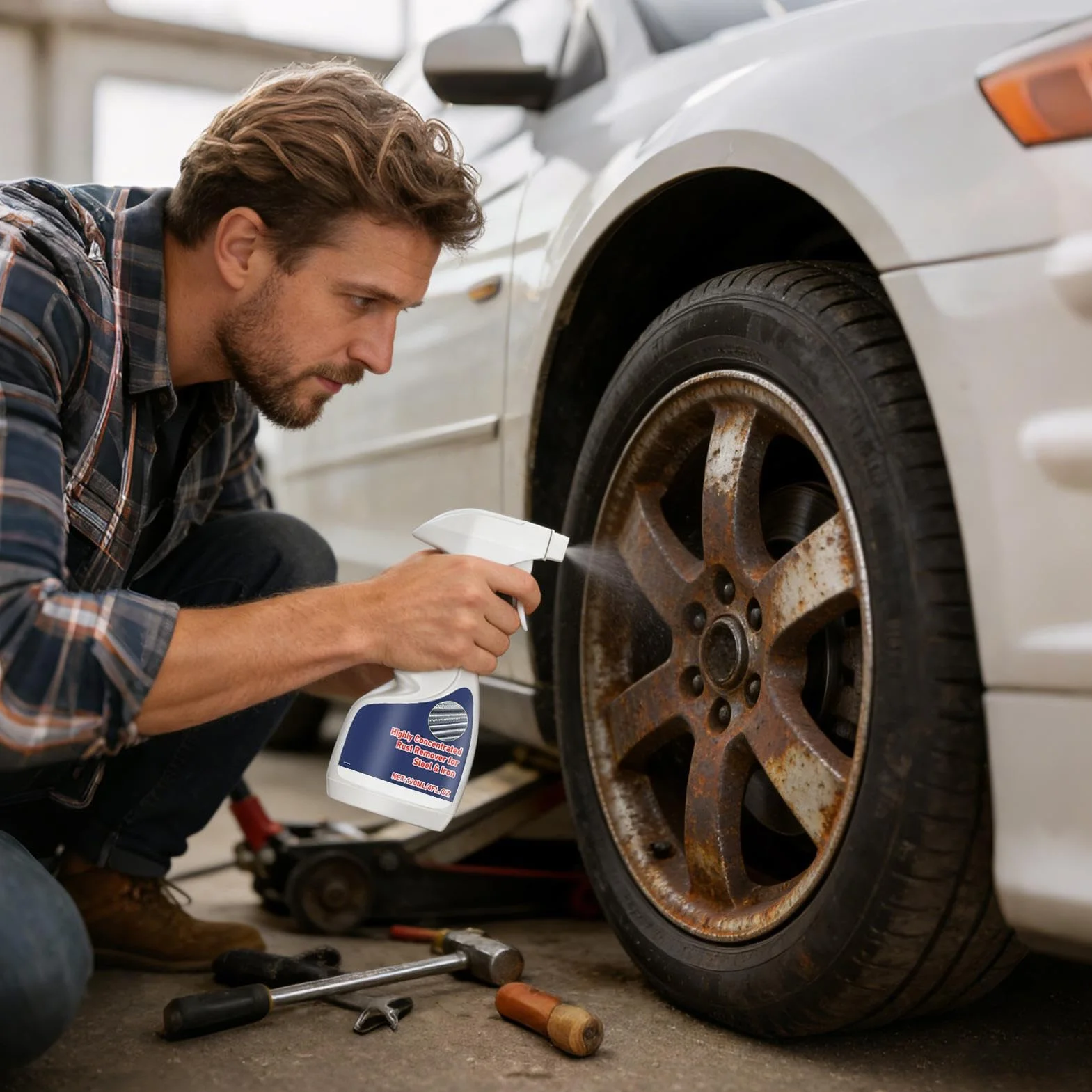 Spray do usuwania rdzy z metalu, 120 ml, skoncentrowany środek do usuwania rdzy do gospodarstwa domowego, garażu, warsztatu, motoryzacji, samochodów, łodzi, kamperów, kuchni, łazienki i powierzchni