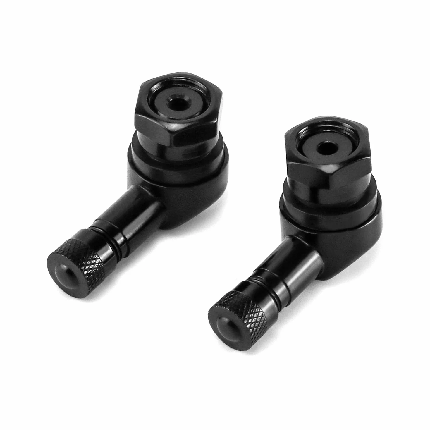 QWORK® Zawór kątowy motocyklowy aluminiowy zawór kątowy, zawory metalowe 90 stopni zawór opony z gumową uszczelką do motocykla, 2 sztuki)