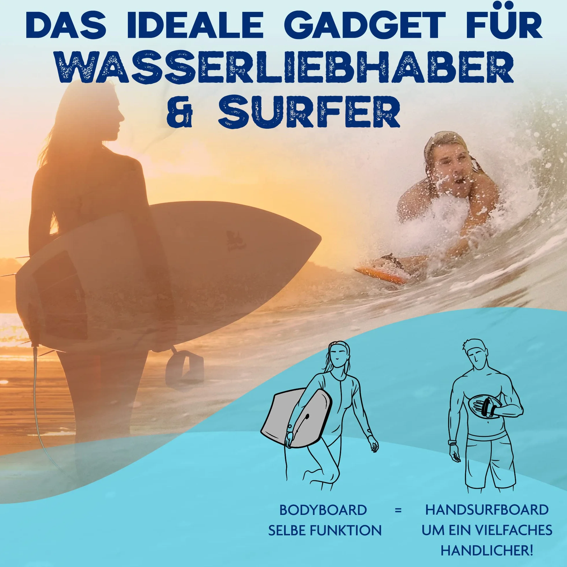 Woodsandwaves Deska surfingowa - 1. deska surfingowa to Go | Nowatorska ręka - deska surfingowa z odpornego na pęknięcia twardego drewna (w zestawie torba) | Bodyboard - Surf Trend z Australii dla