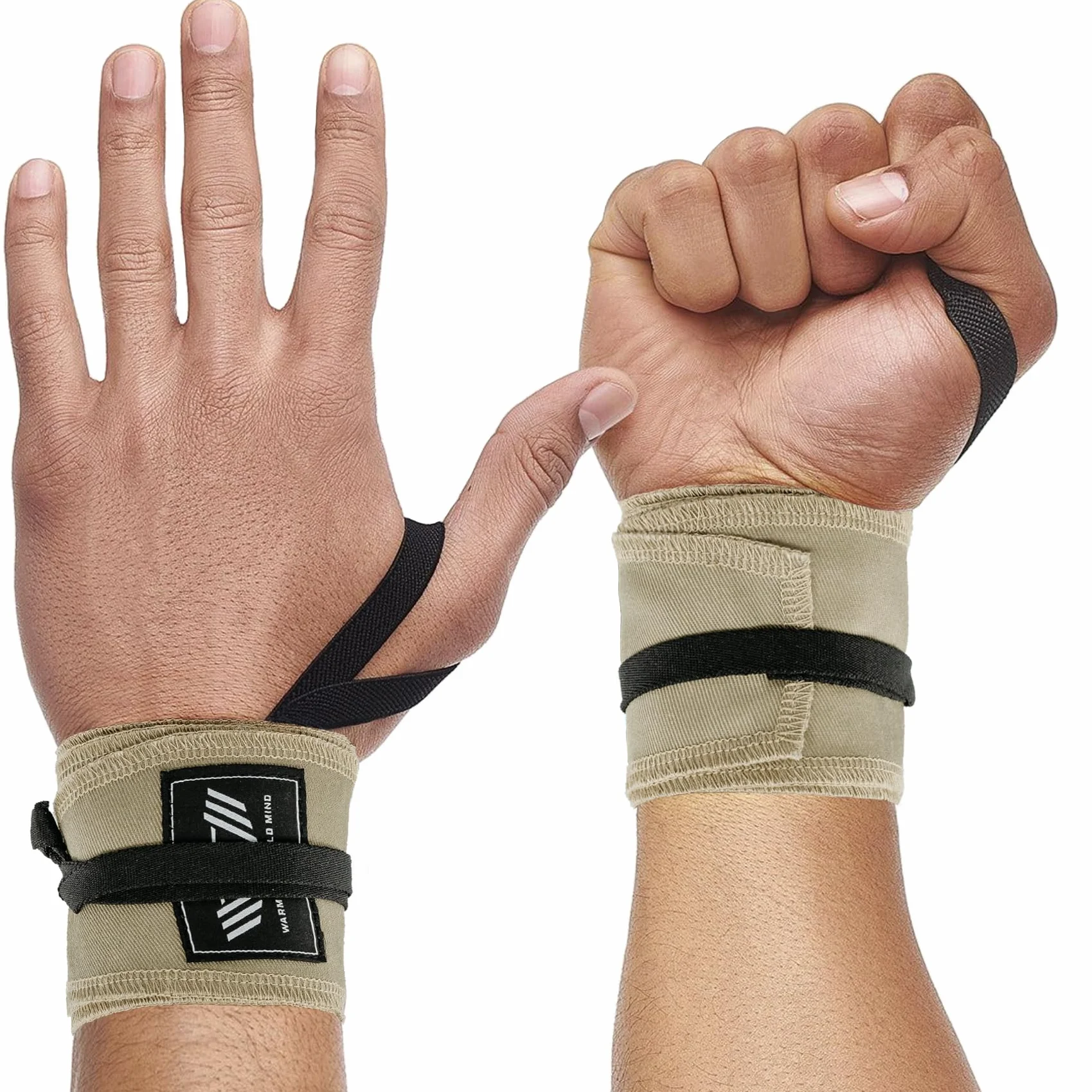WARM BODY COLD MIND Najwyższe Jakości Bandaże na Nadgarstek do Podnoszenia Ciężarów - Cotton Wrist Wraps do Trójboju Siłowego, Martwego Ciągu, Weightlifting, mężczyzn/kobiet