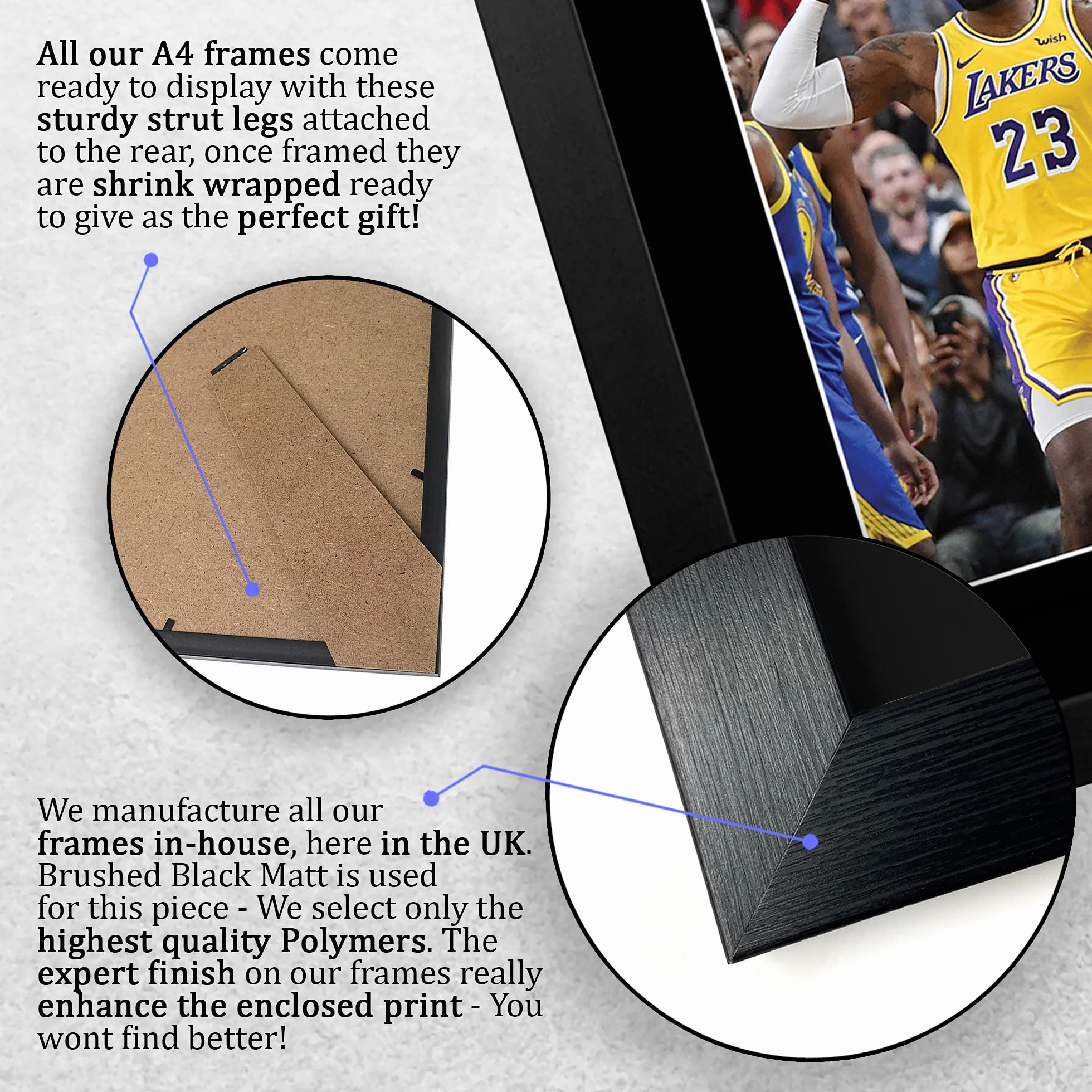 HWC Trading Lebron James Los Angles Lakers prezenty z nadrukiem podpisanym autografem dla fanów pamięci koszykówki - A4 oprawiony