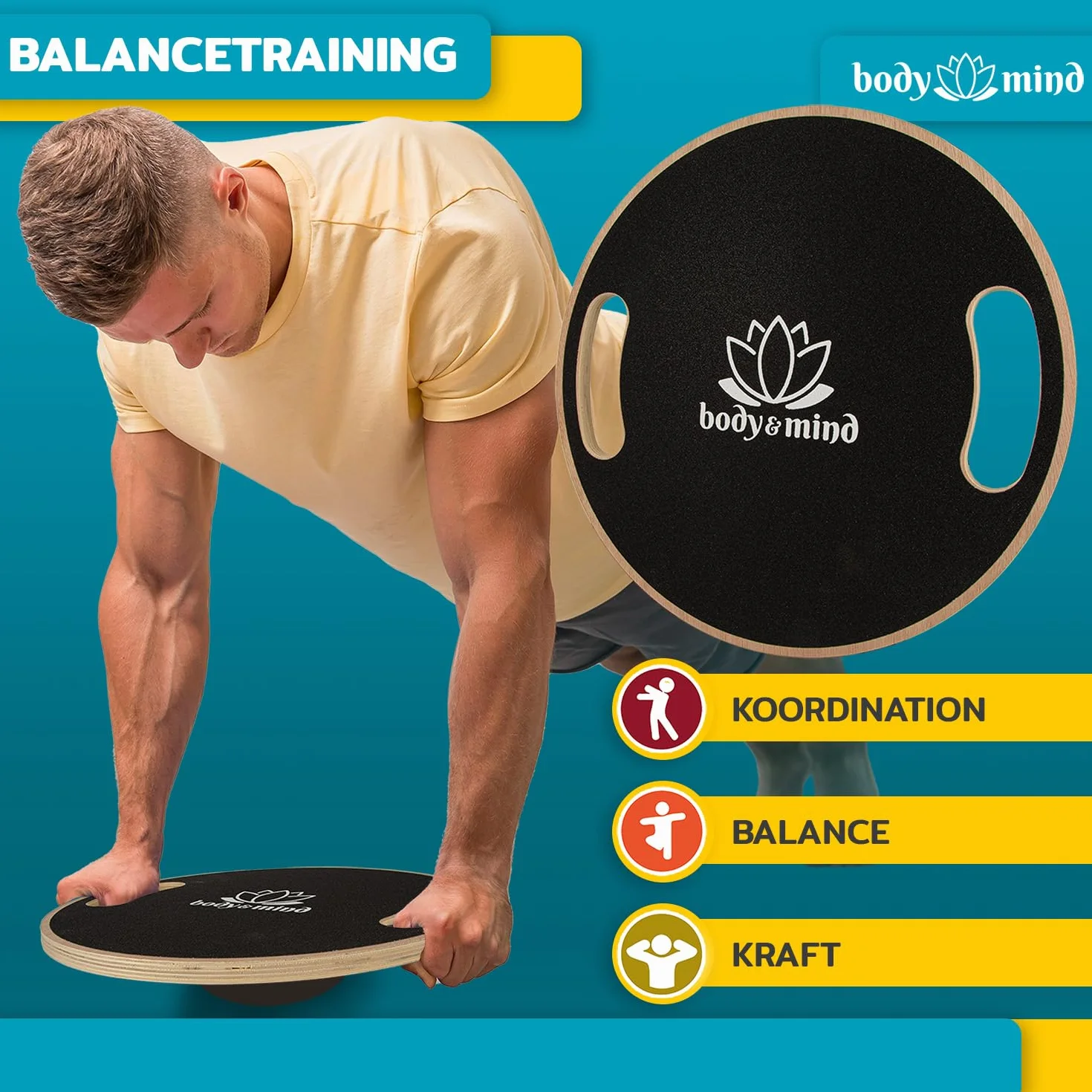 Balance-Board Deluxe chybotliwa deska do fizjoterapii i treningu żyroskopowego; trenuje równowagę i koordynację z bezpłatnym E-BOOKIEM