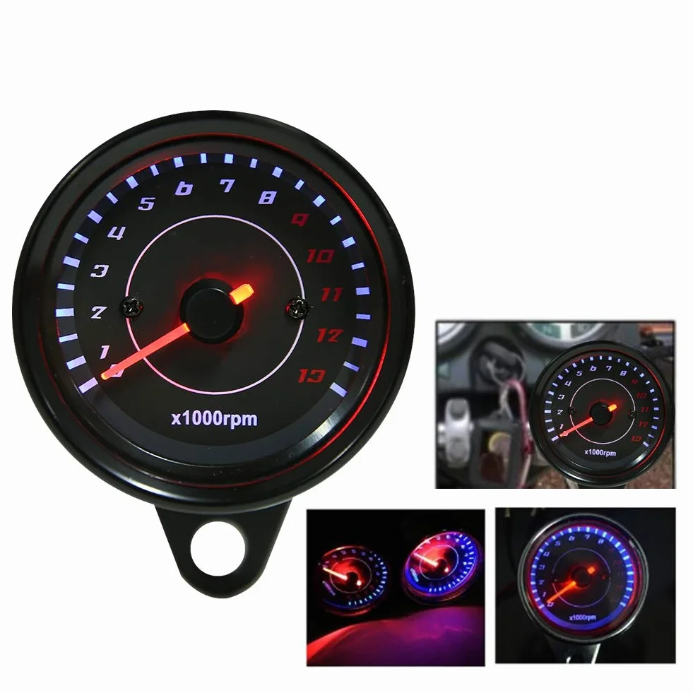 Obrotomierz elektroniczny-obrotomierz KIMISS Obrotomierz motocyklowy, uniwersalny obrotomierz DC 12V Podświetlenie LED Obrotomierz motocyklowy Elektroniczny obrotomierz Elektroniczny miernik