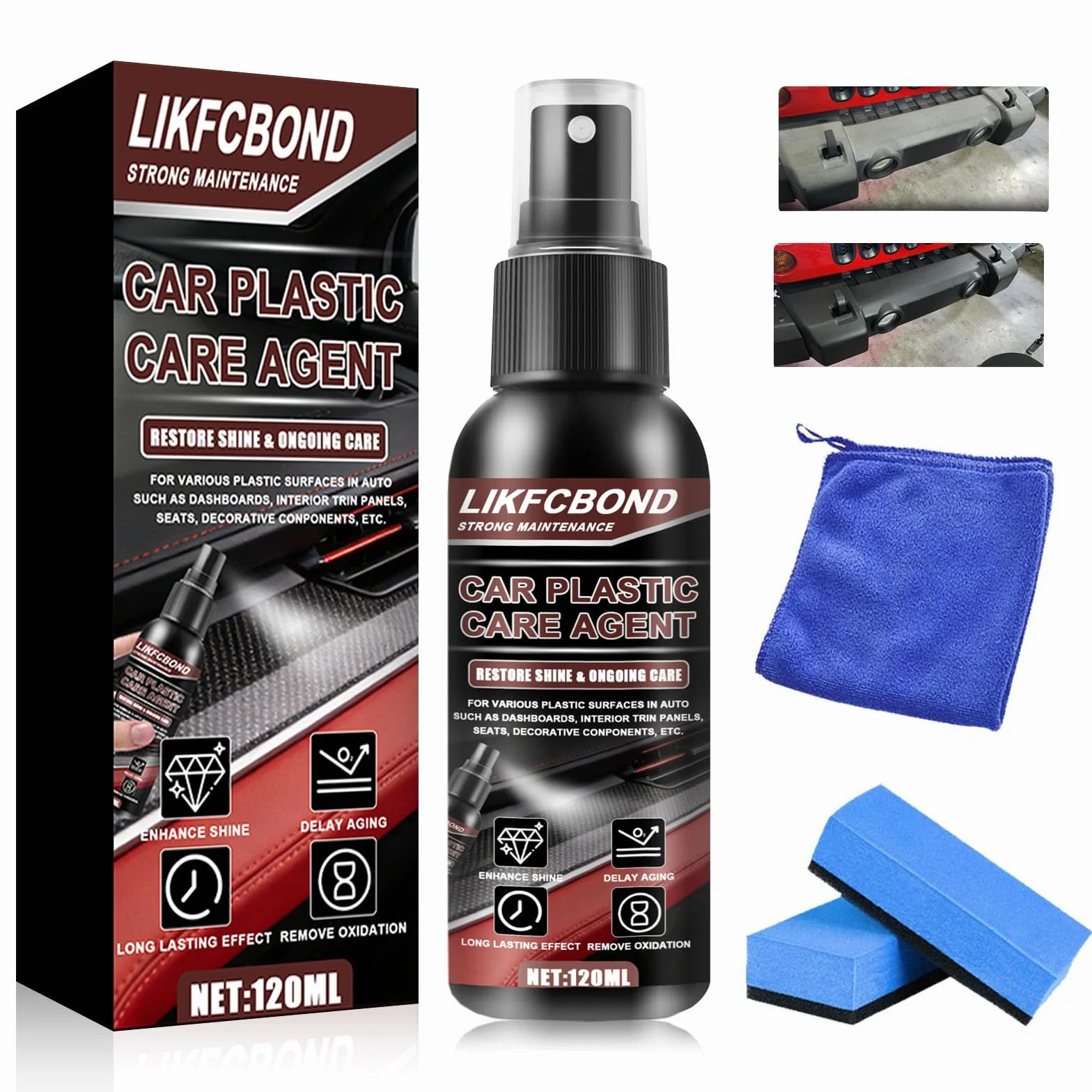 Plastic Restorer, 120ML Preparat do Regeneracji Plastiku, Środek do Odnawiania Tworzyw Sztucznych, Odporność na Promieniowanie UV do Renowacji Tworzyw Sztucznych na Zewnątrz i Wewnątrz