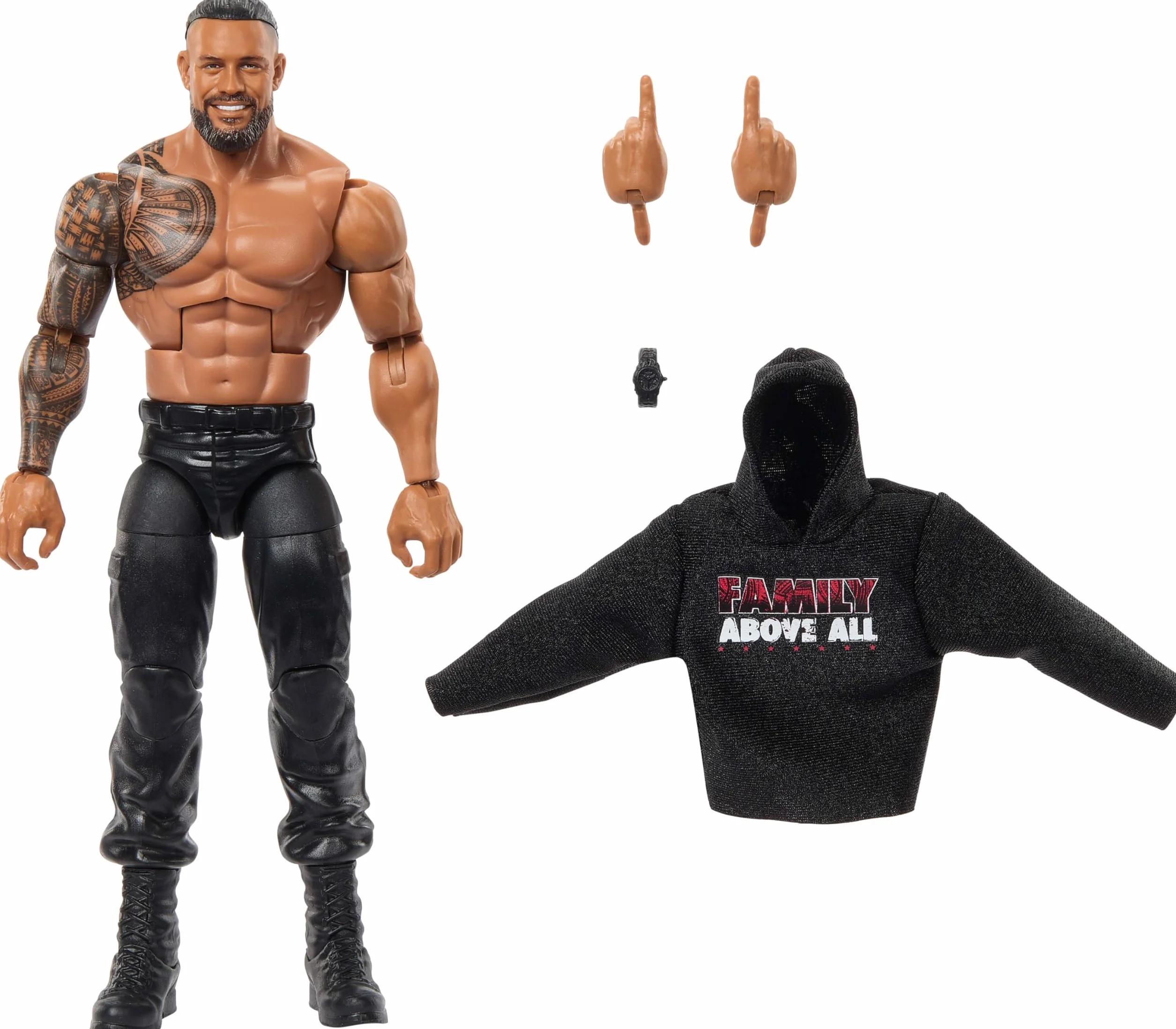 Mattel WWE Elite figurka i akcesoria, seria #117 15 cm kolekcjonerska Roman Reigns z 25 punktami artykulacji i wymiennymi rękami